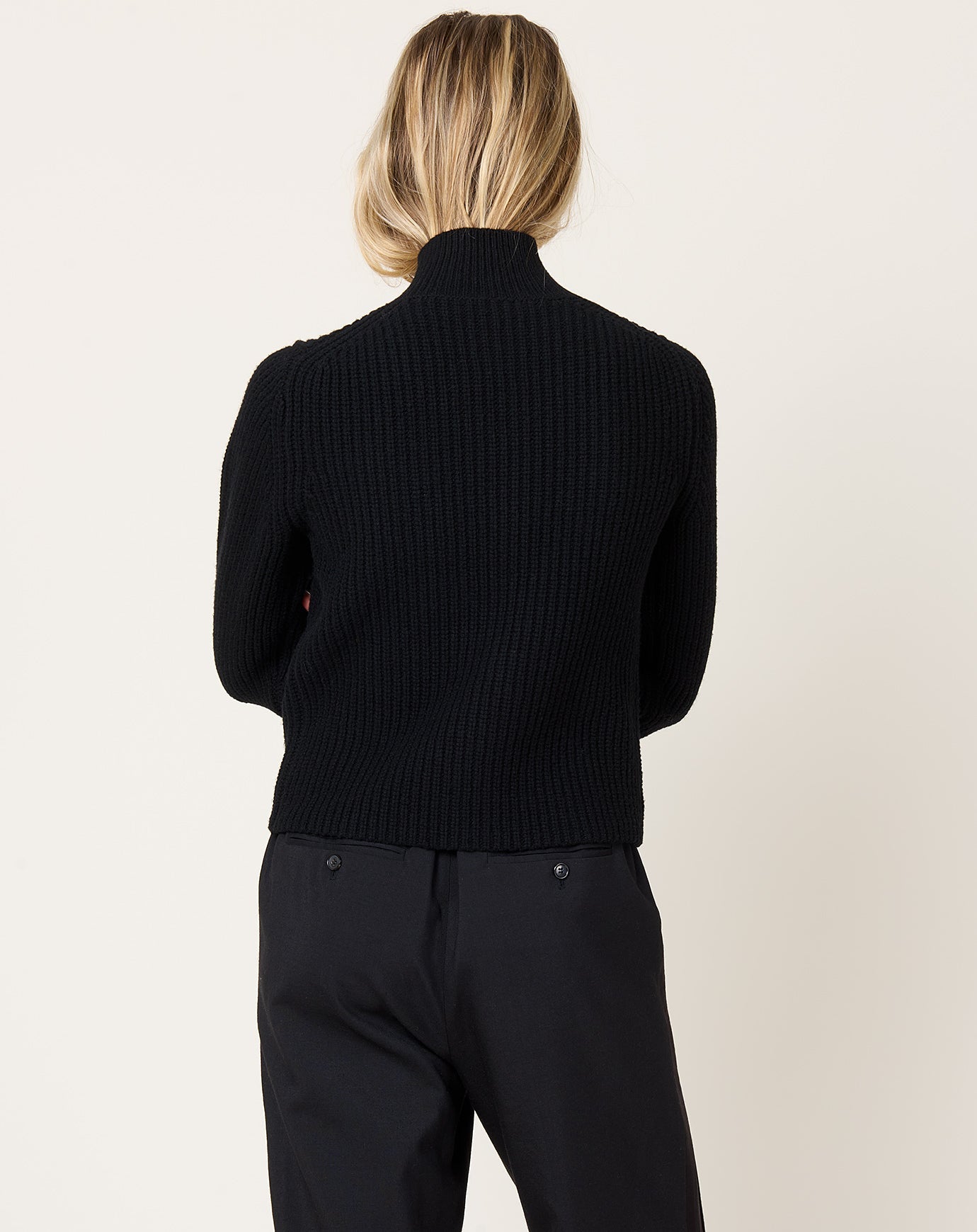 6397 High Neck Zip Up in Black