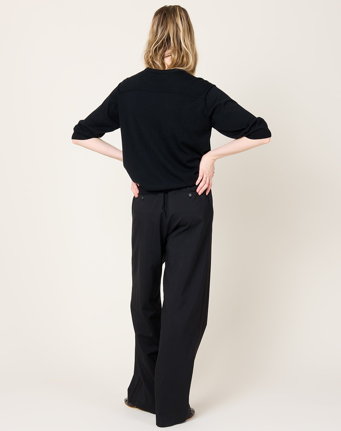 6397 Relaxed Tuxedo Trouser in Black
