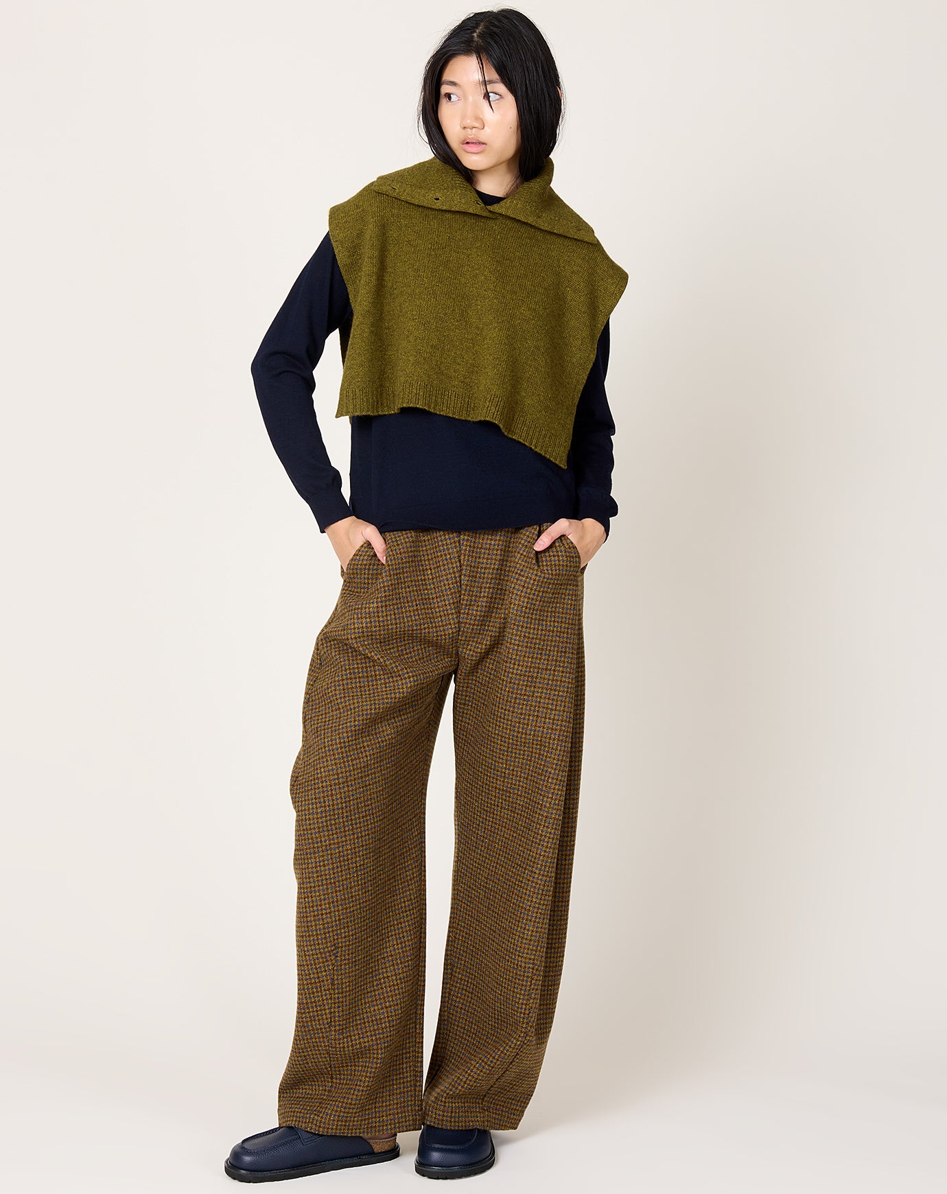 7115 by Szeki Knit Turtleneck Vest in Kelp