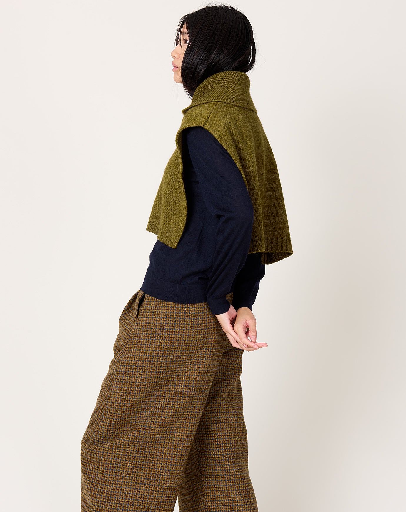 7115 by Szeki Knit Turtleneck Vest in Kelp