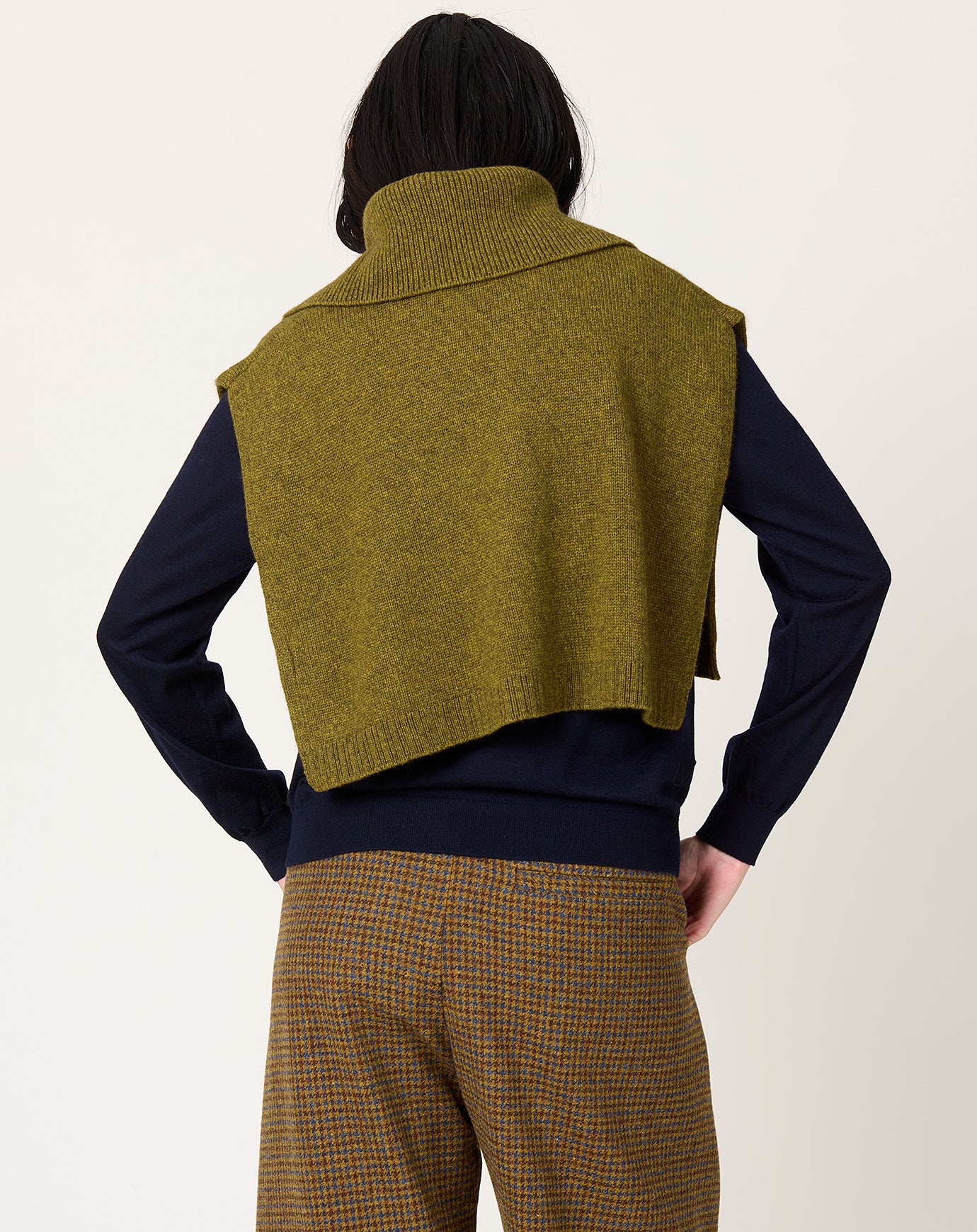 7115 by Szeki Knit Turtleneck Vest in Kelp