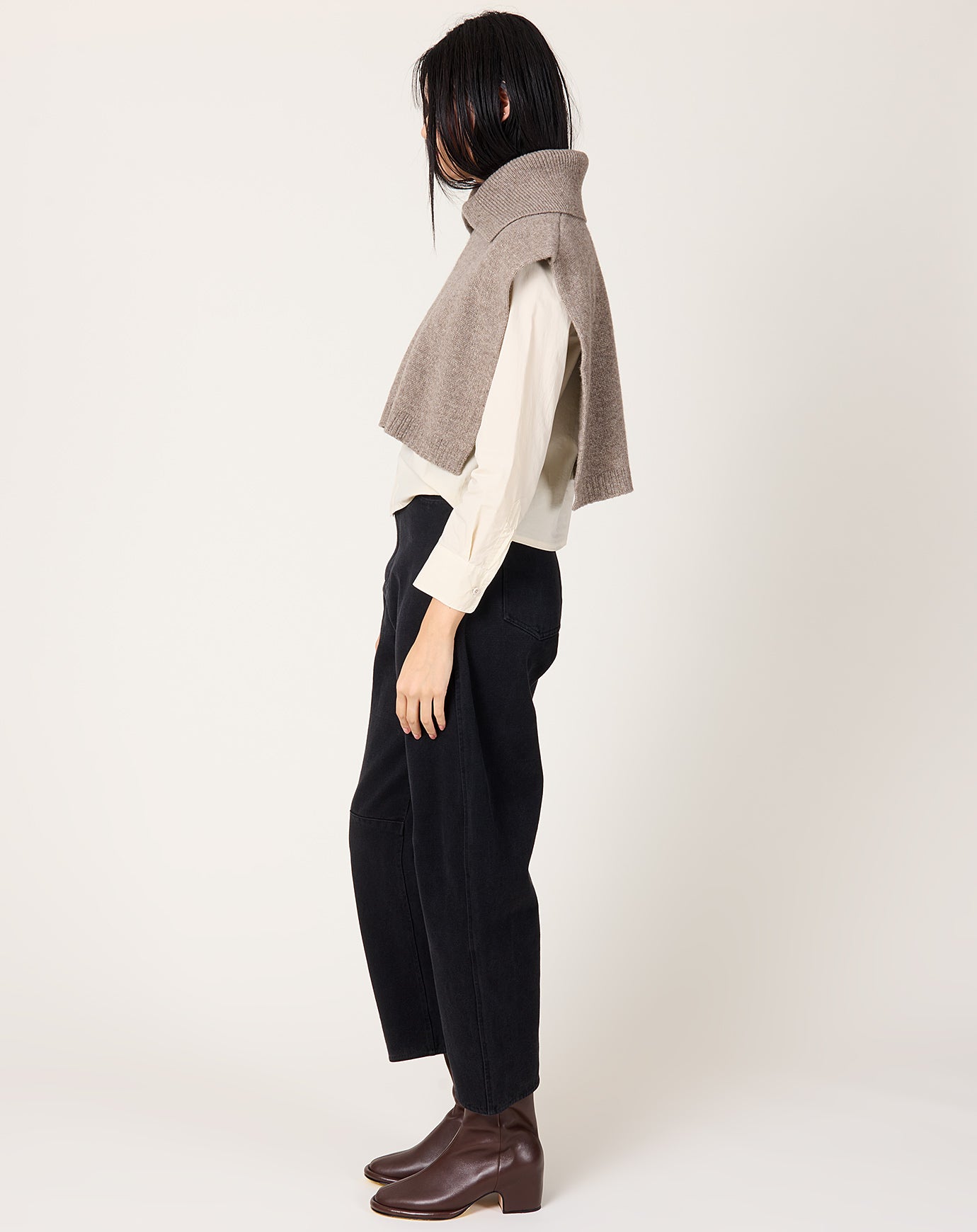 7115 by Szeki Knit Turtleneck Vest in Taupe