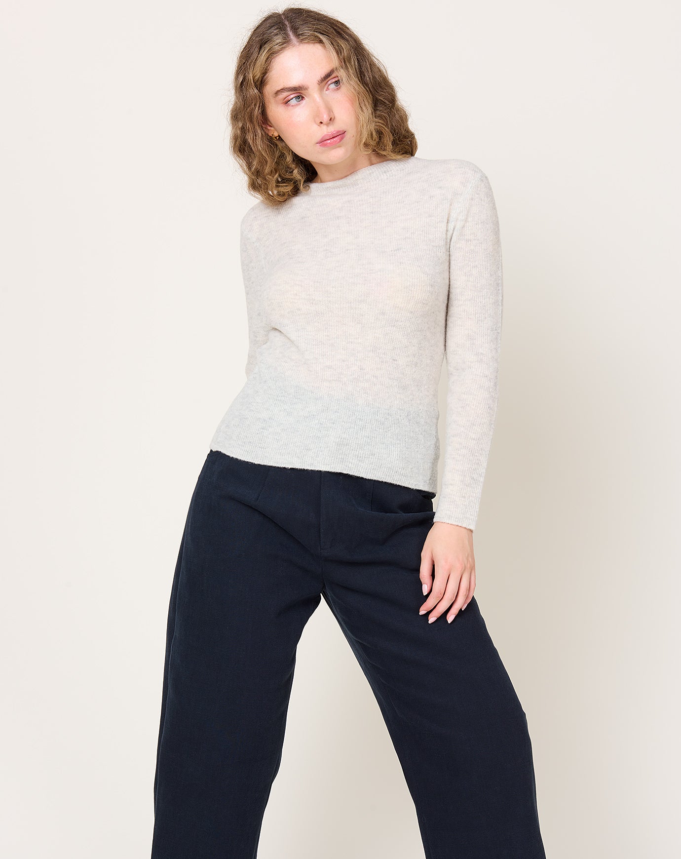 7115 by Szeki Mockneck Longsleeve in Heathered Mist