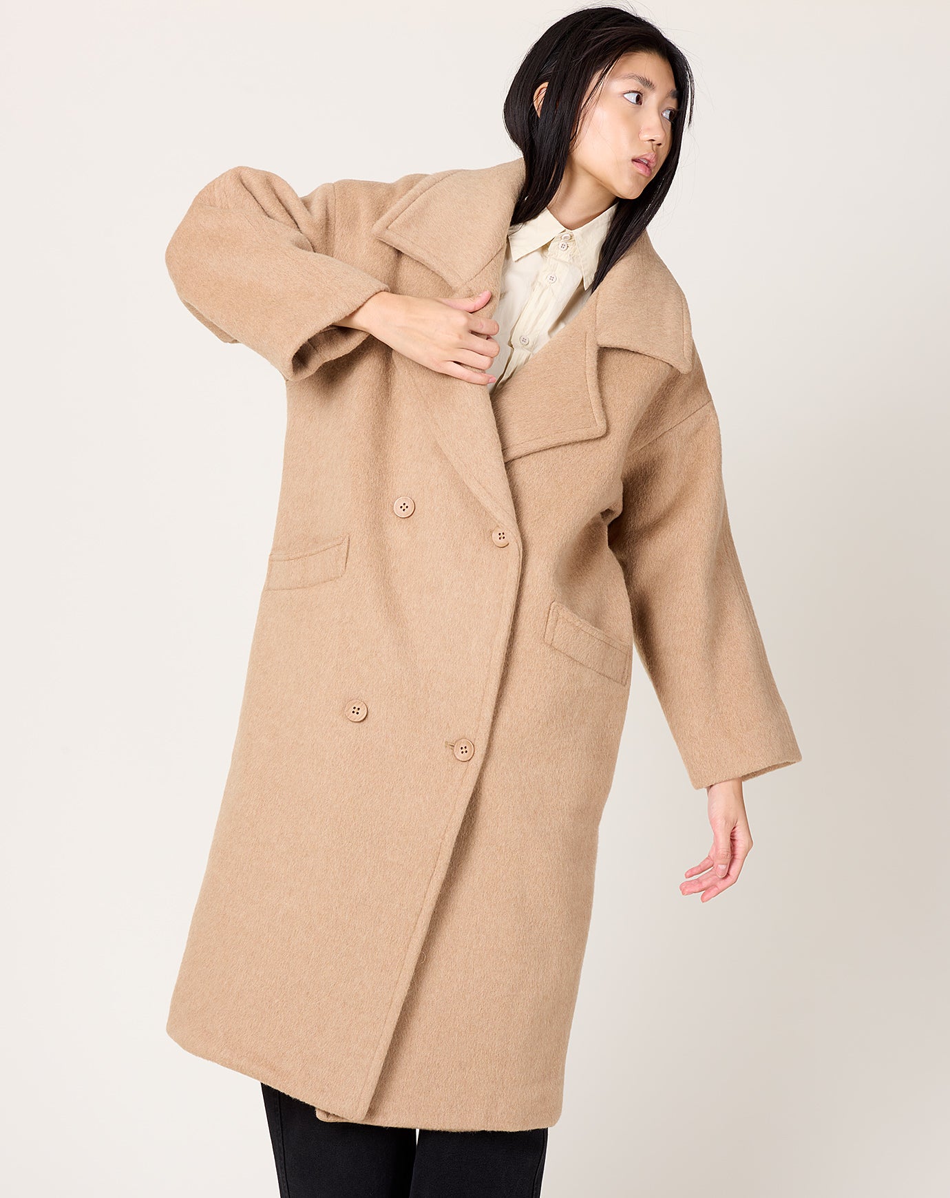 7115 by Szeki Oversized Wool Coat in Wheat