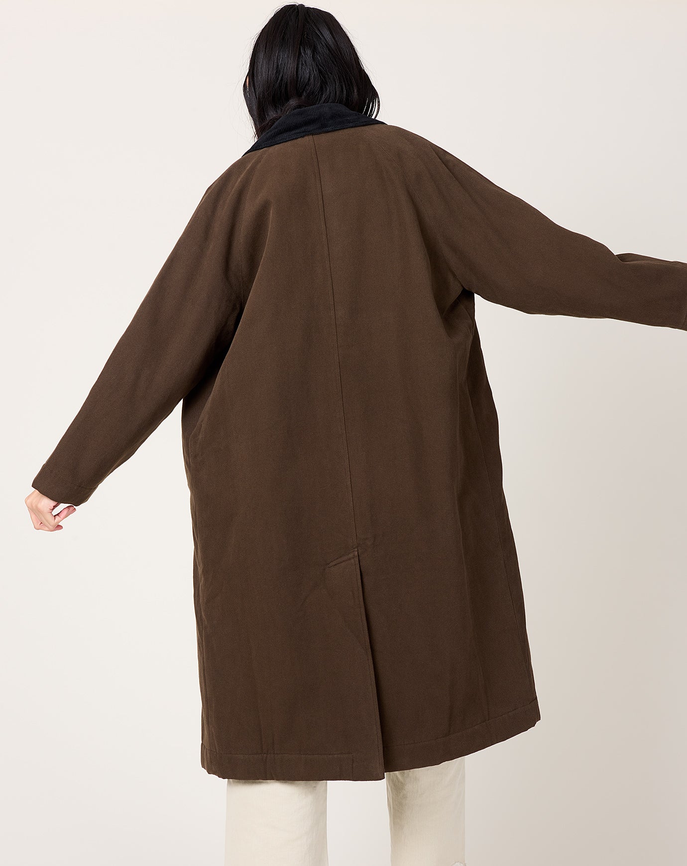 7115 by Szeki Padded Car Coat in Taupe Brown