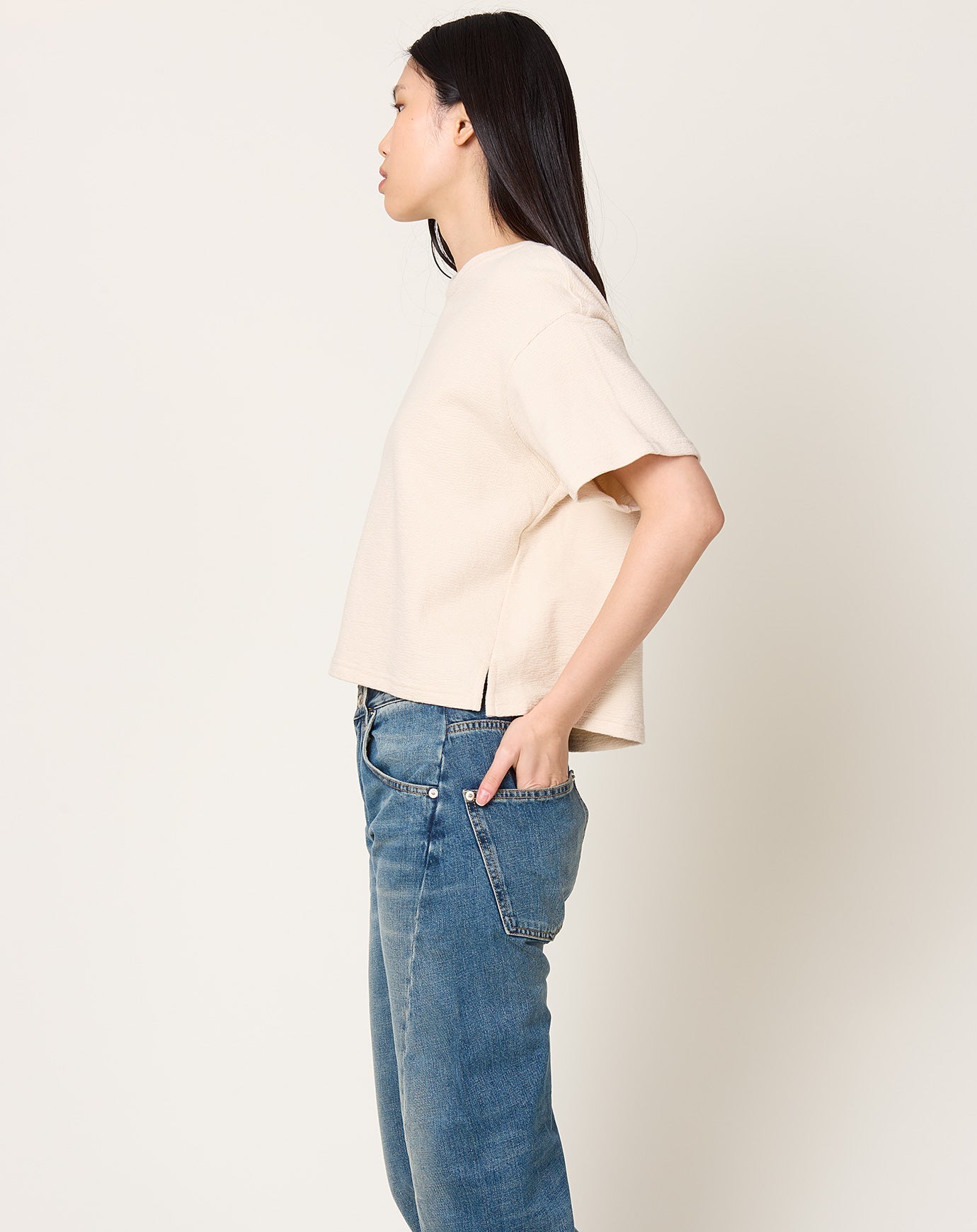 7115 by Szeki Cropped Tee in Oatmeal