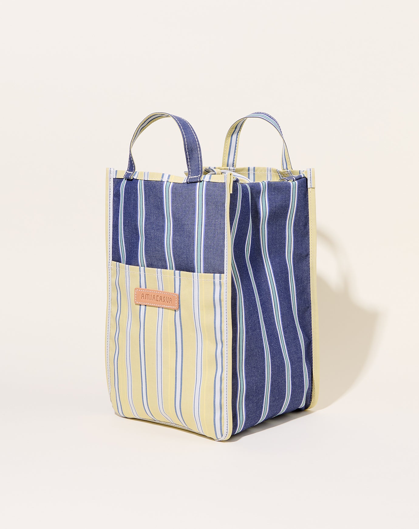 Amiacalva Easy Bag M in Yellow & Navy Stripe