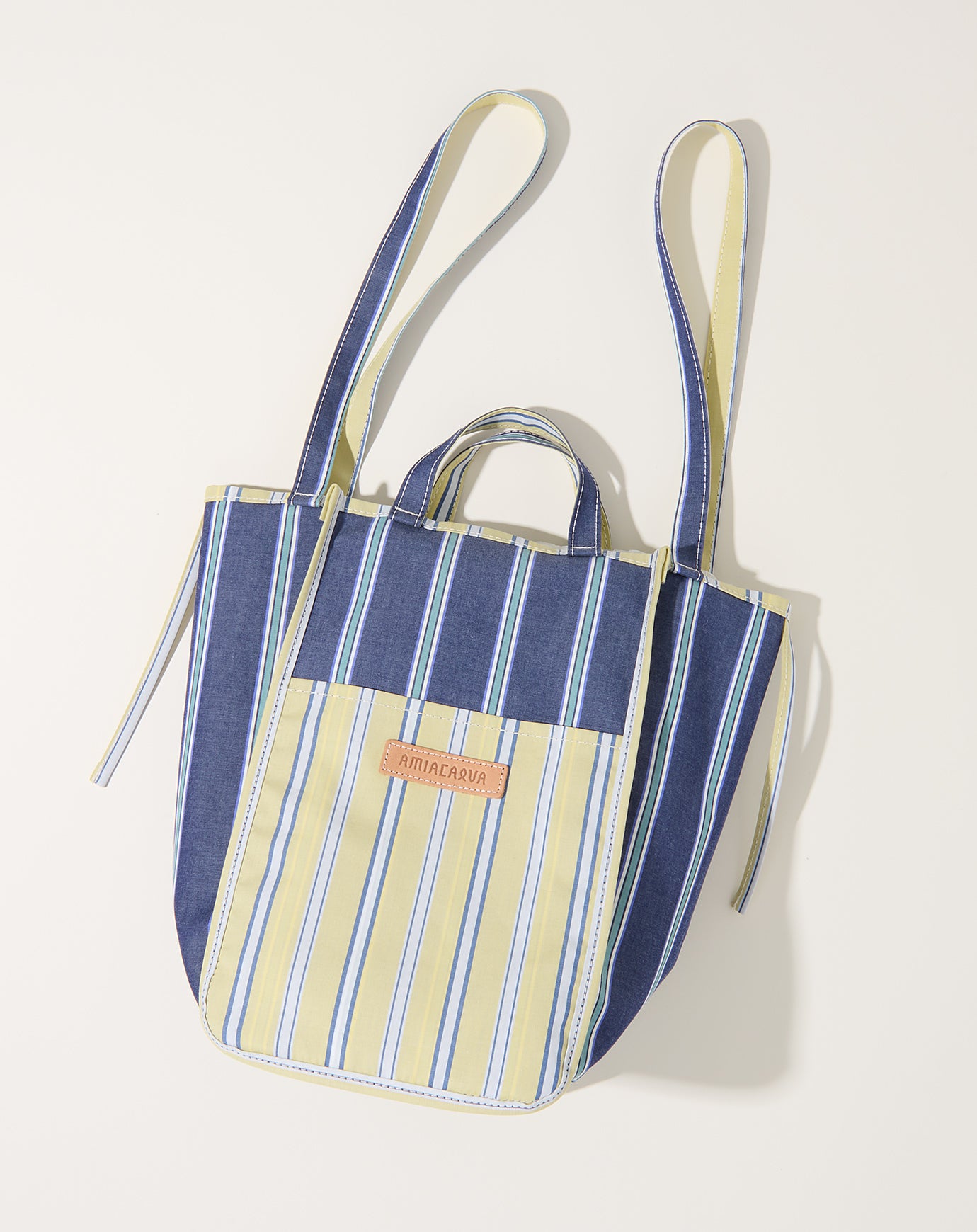 Amiacalva Easy Bag M in Yellow & Navy Stripe