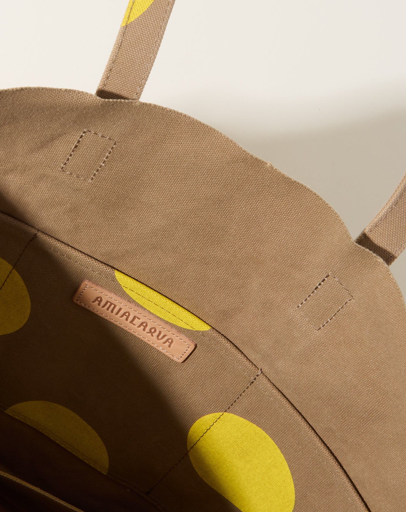 Amiacalva Washed Canvas Tote 2nd Dot in Yellow