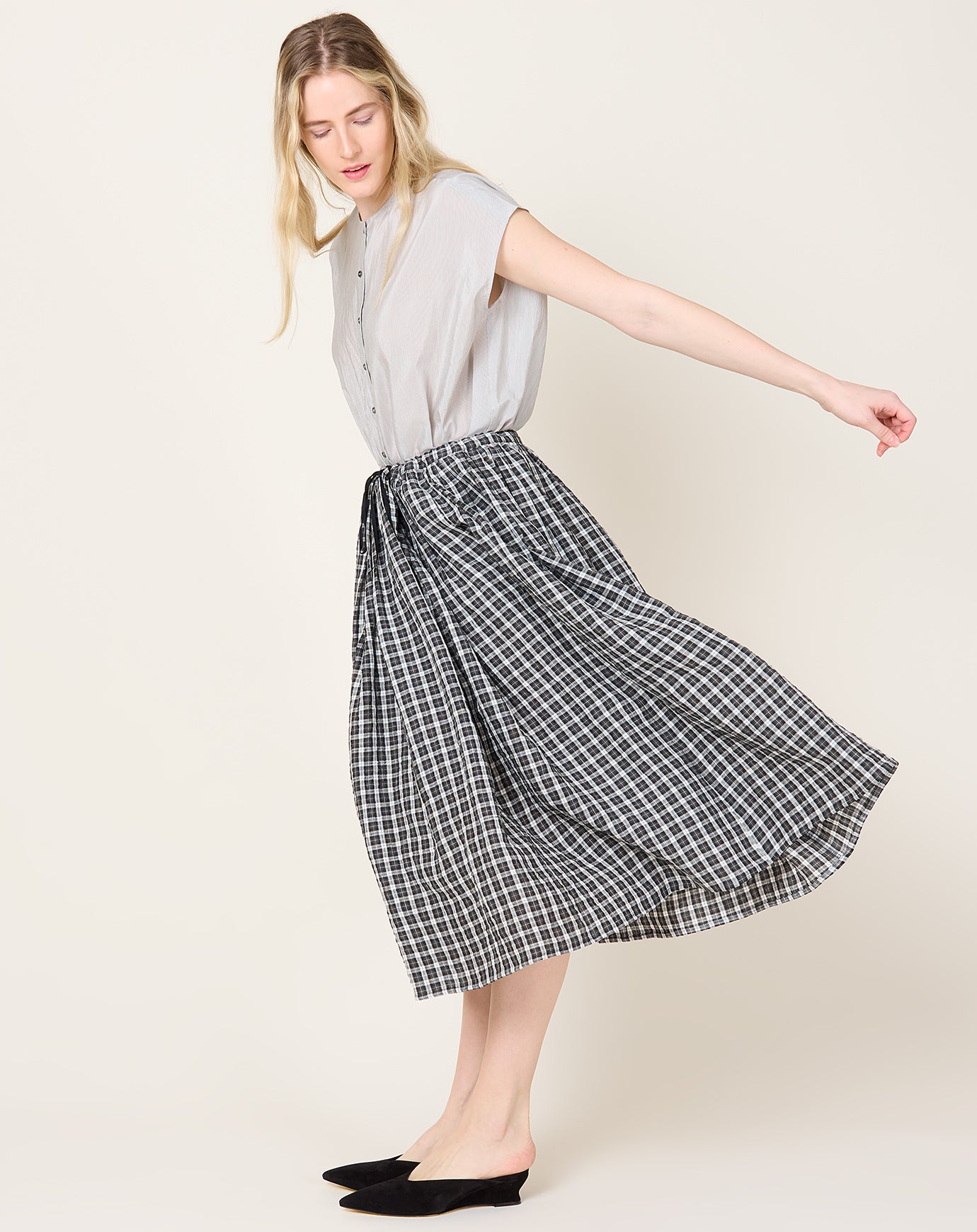 apuntob Tartan Linen Skirt