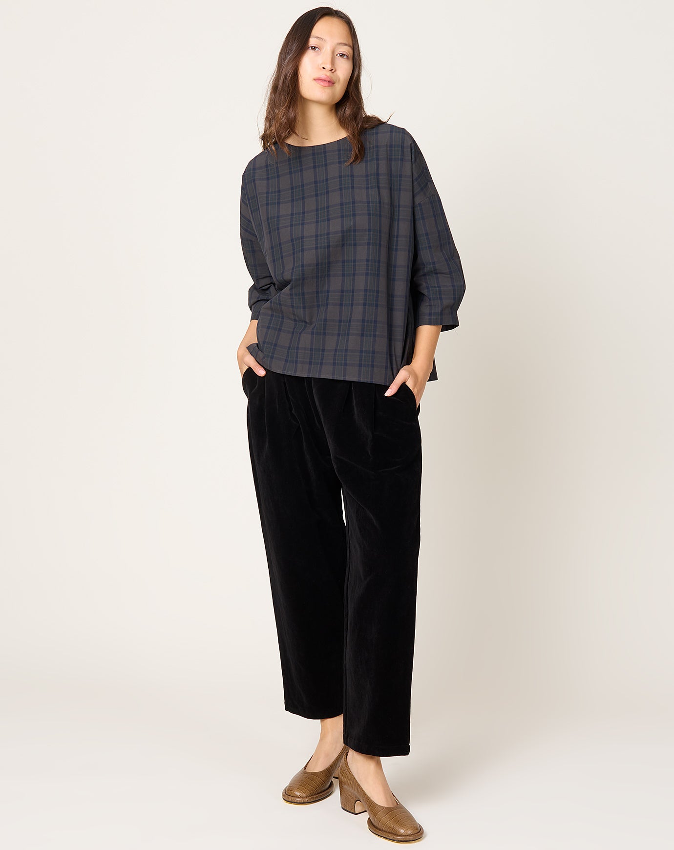 apuntob Overdyed Tartan Shirt in Anthracite