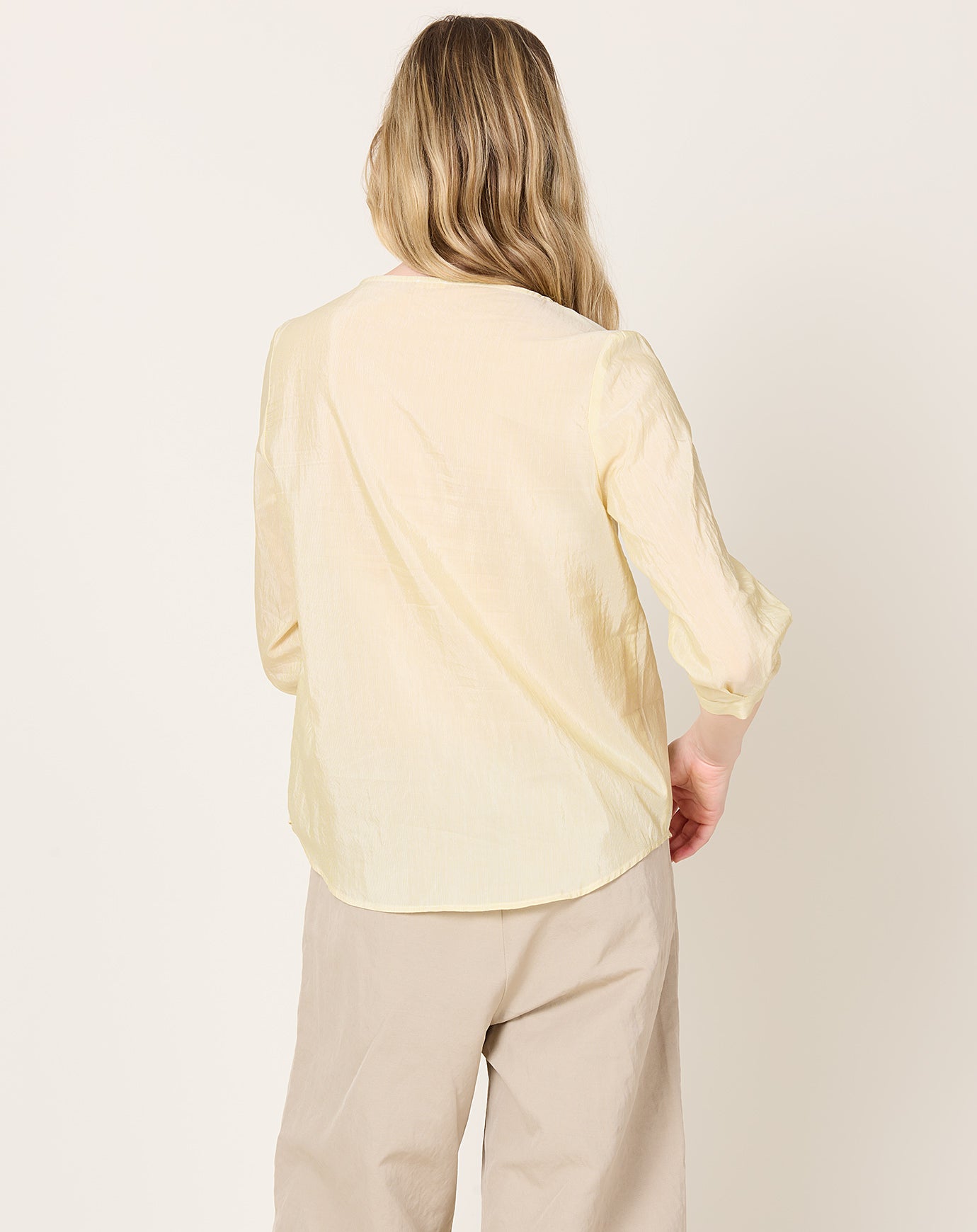apuntob Cotton Silk Pinstripe Shirt in Lemon