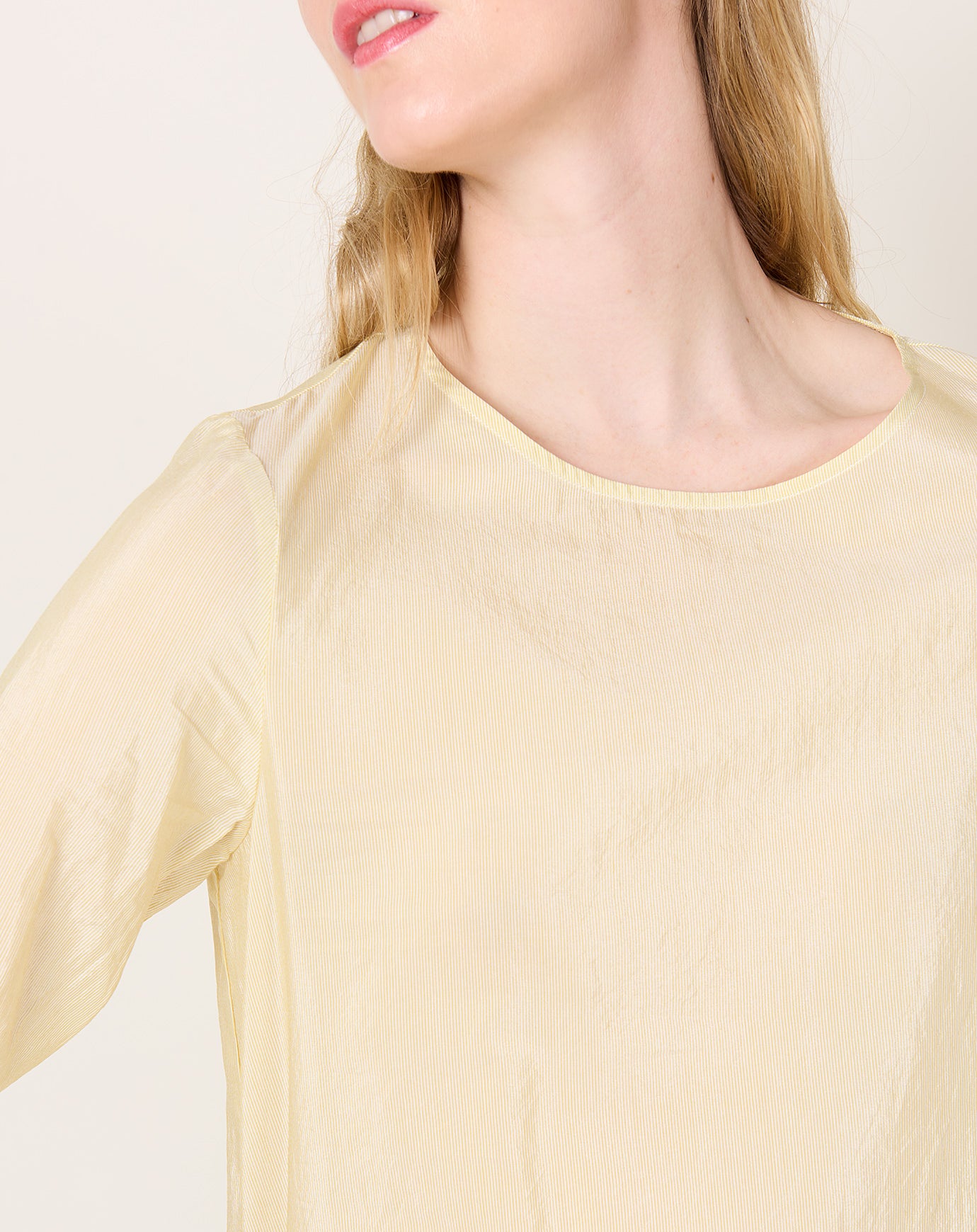 apuntob Cotton Silk Pinstripe Shirt in Lemon