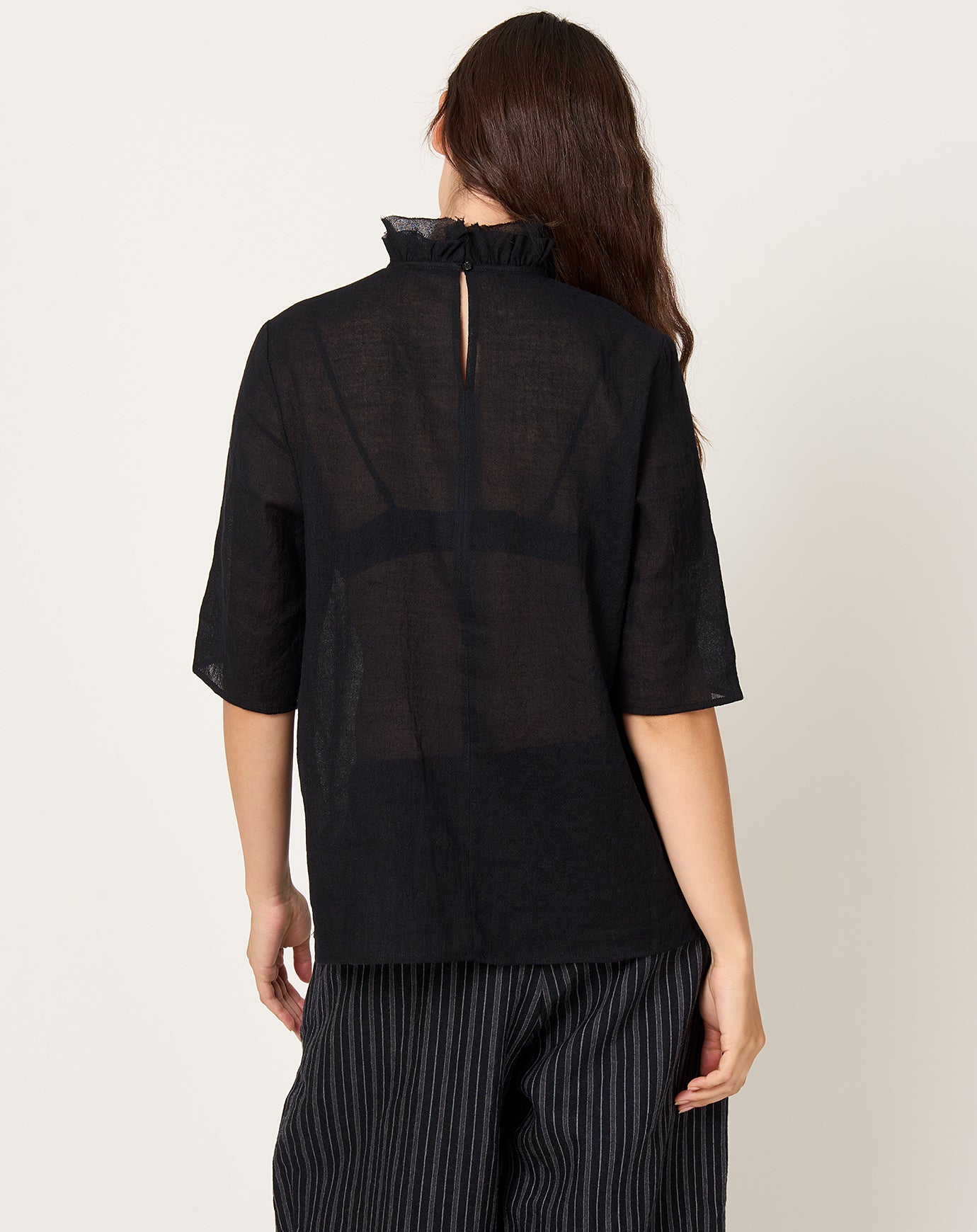 apuntob Rouched Gauze Shirt in Nero