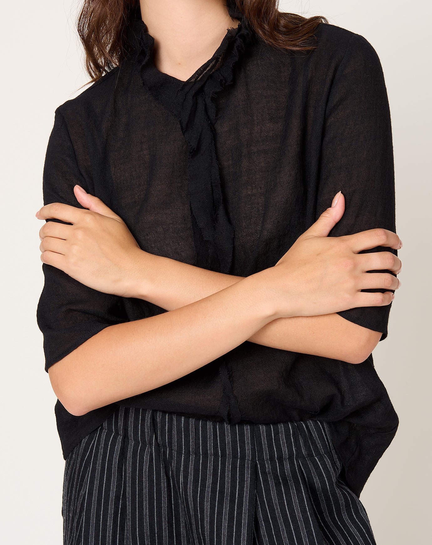 apuntob Rouched Gauze Shirt in Nero