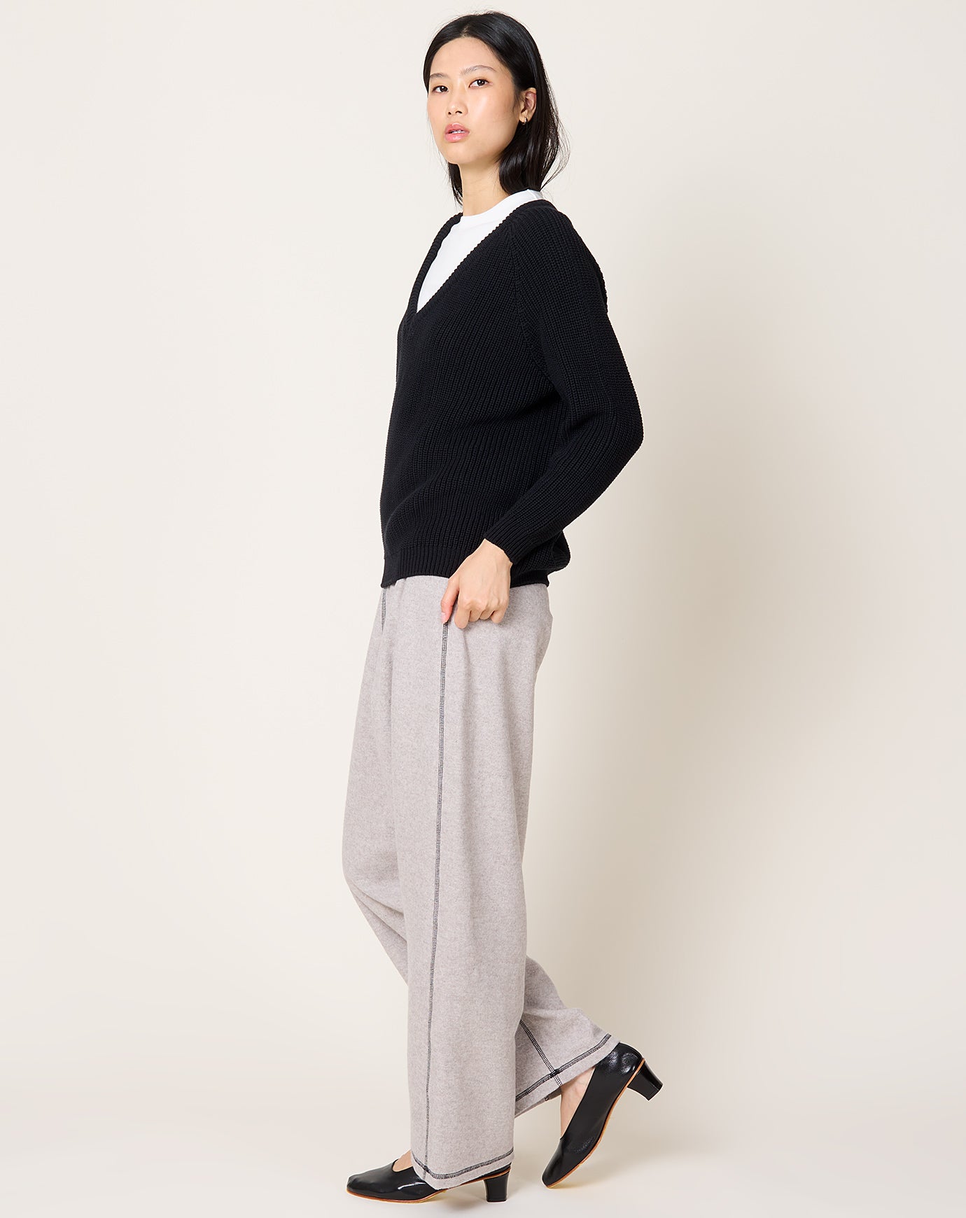 Baserange Danube V Neck Sweater in Black