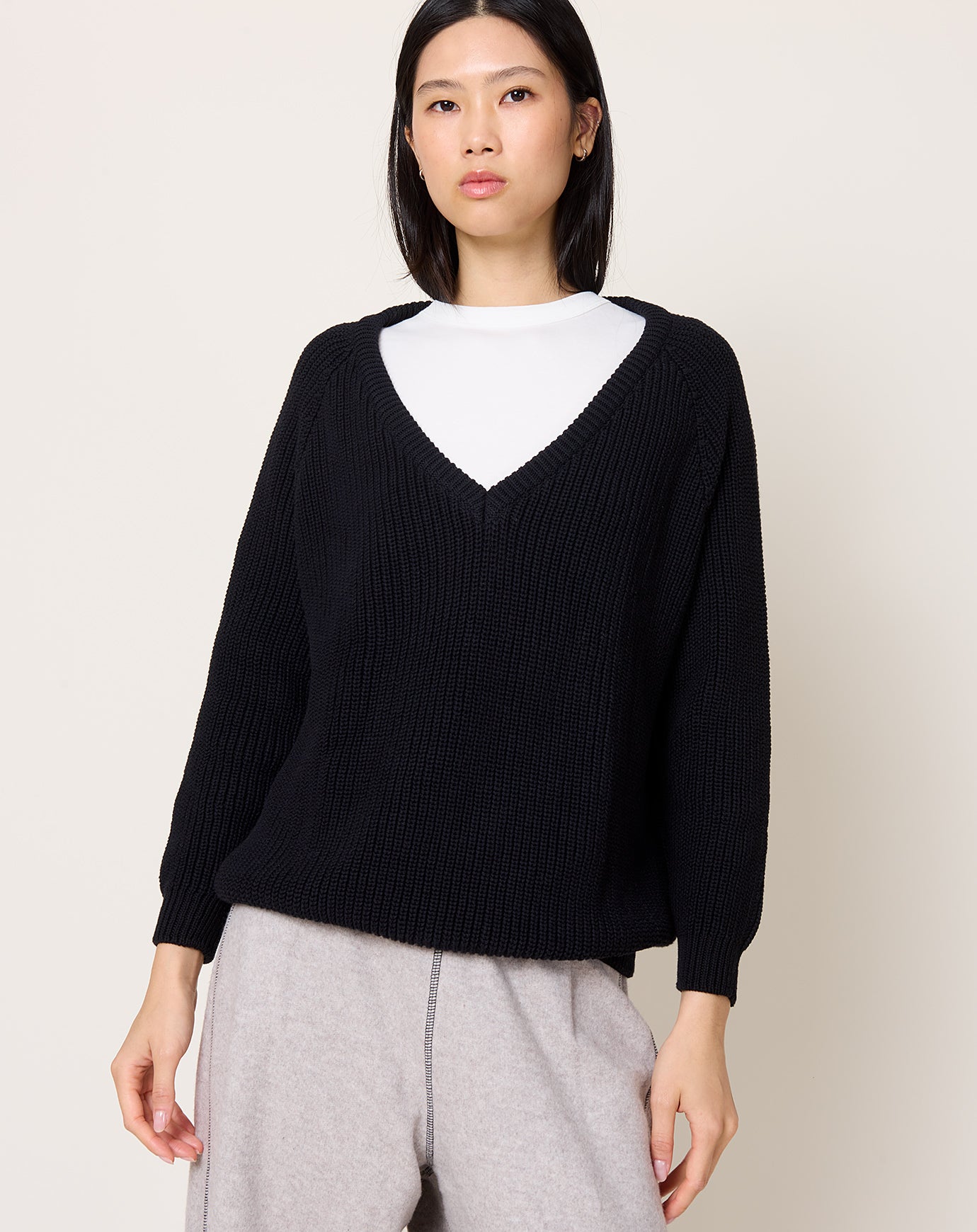 Baserange Danube V Neck Sweater in Black