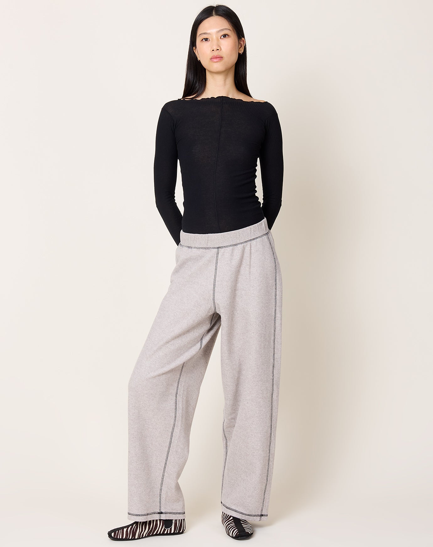 Baserange Fold Sweatpants in Grey Melange