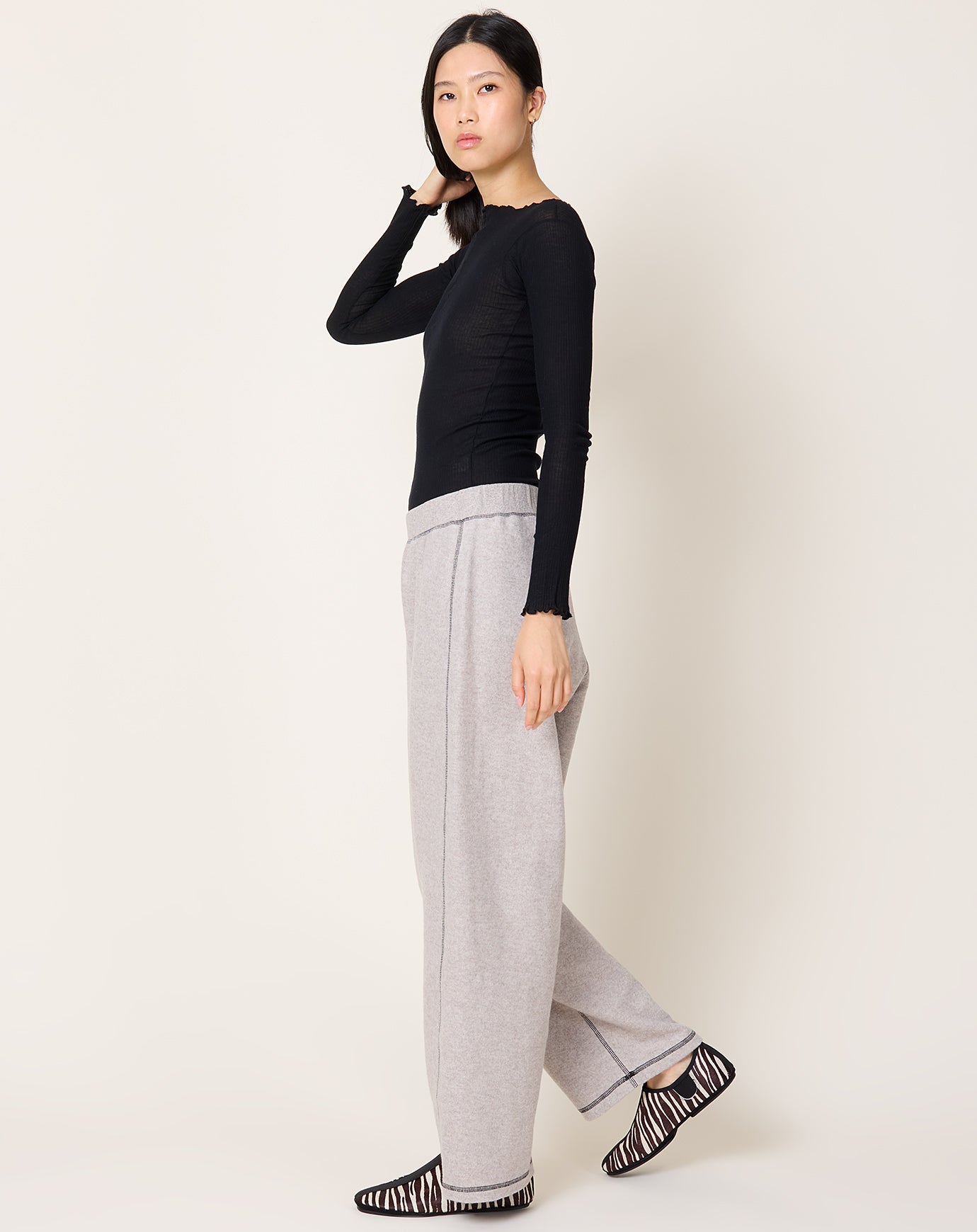 Baserange Fold Sweatpants in Grey Melange