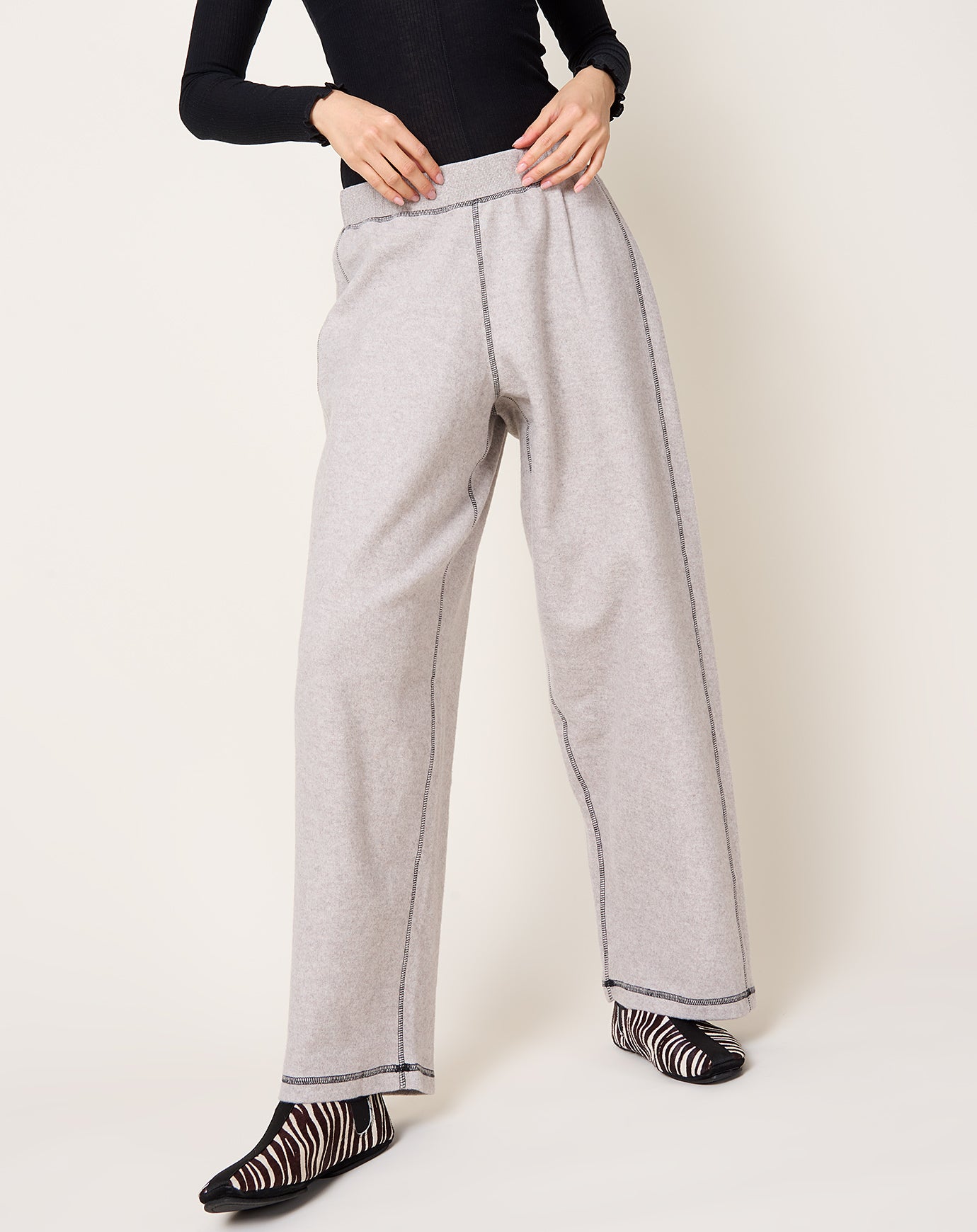Baserange Fold Sweatpants in Grey Melange
