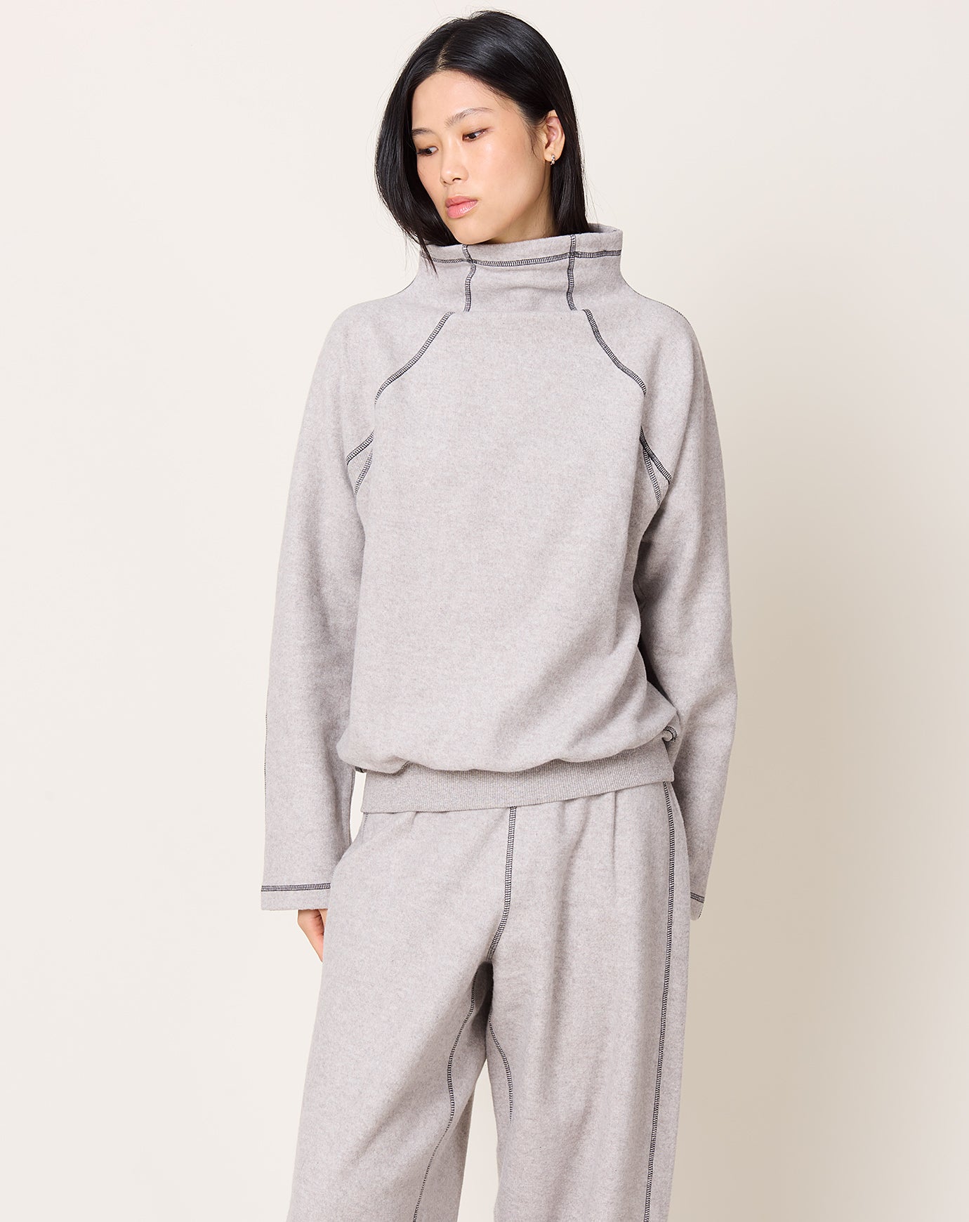 Baserange Fold Turtleneck in Grey Melange