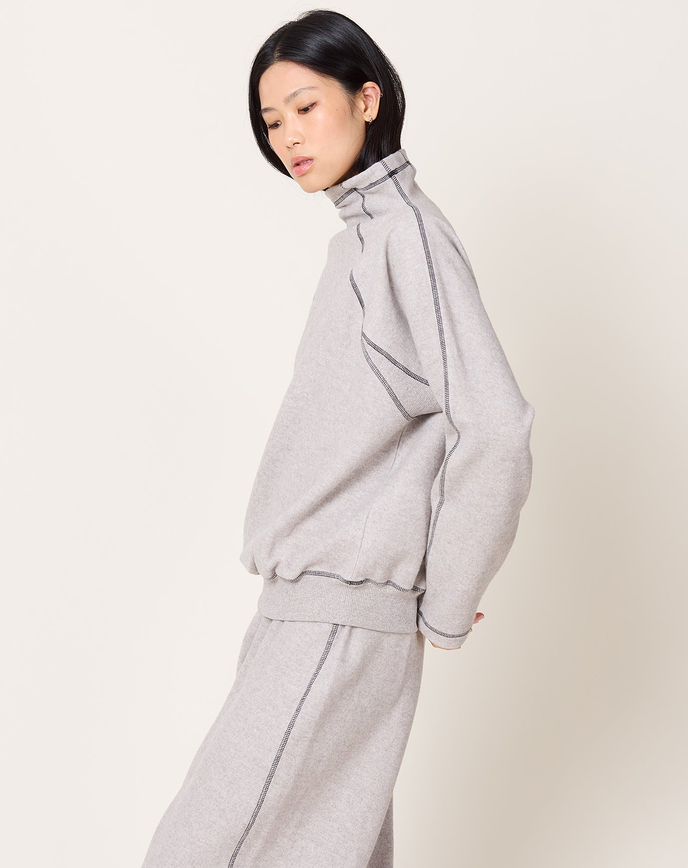Baserange Fold Turtleneck in Grey Melange