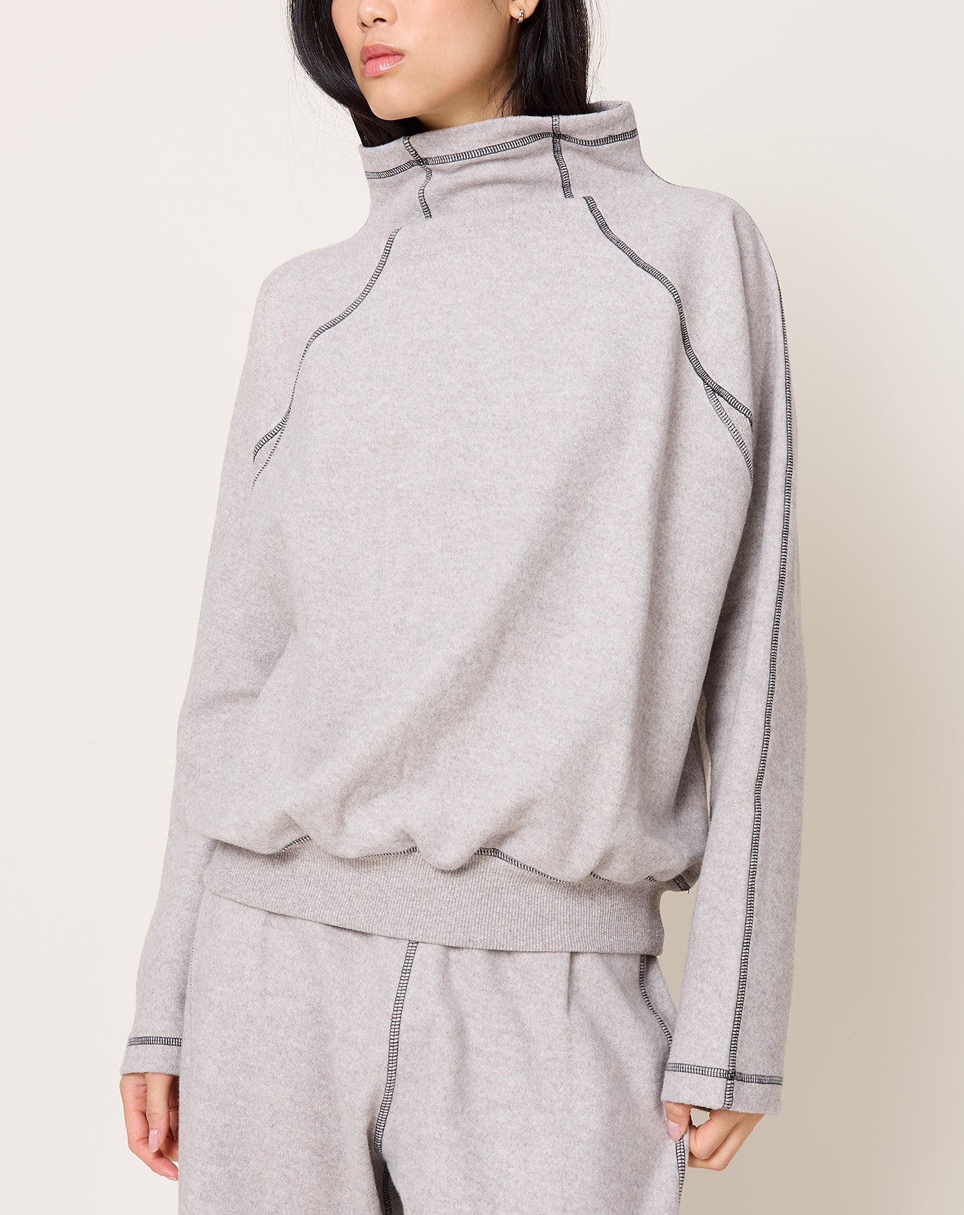 Baserange Fold Turtleneck in Grey Melange