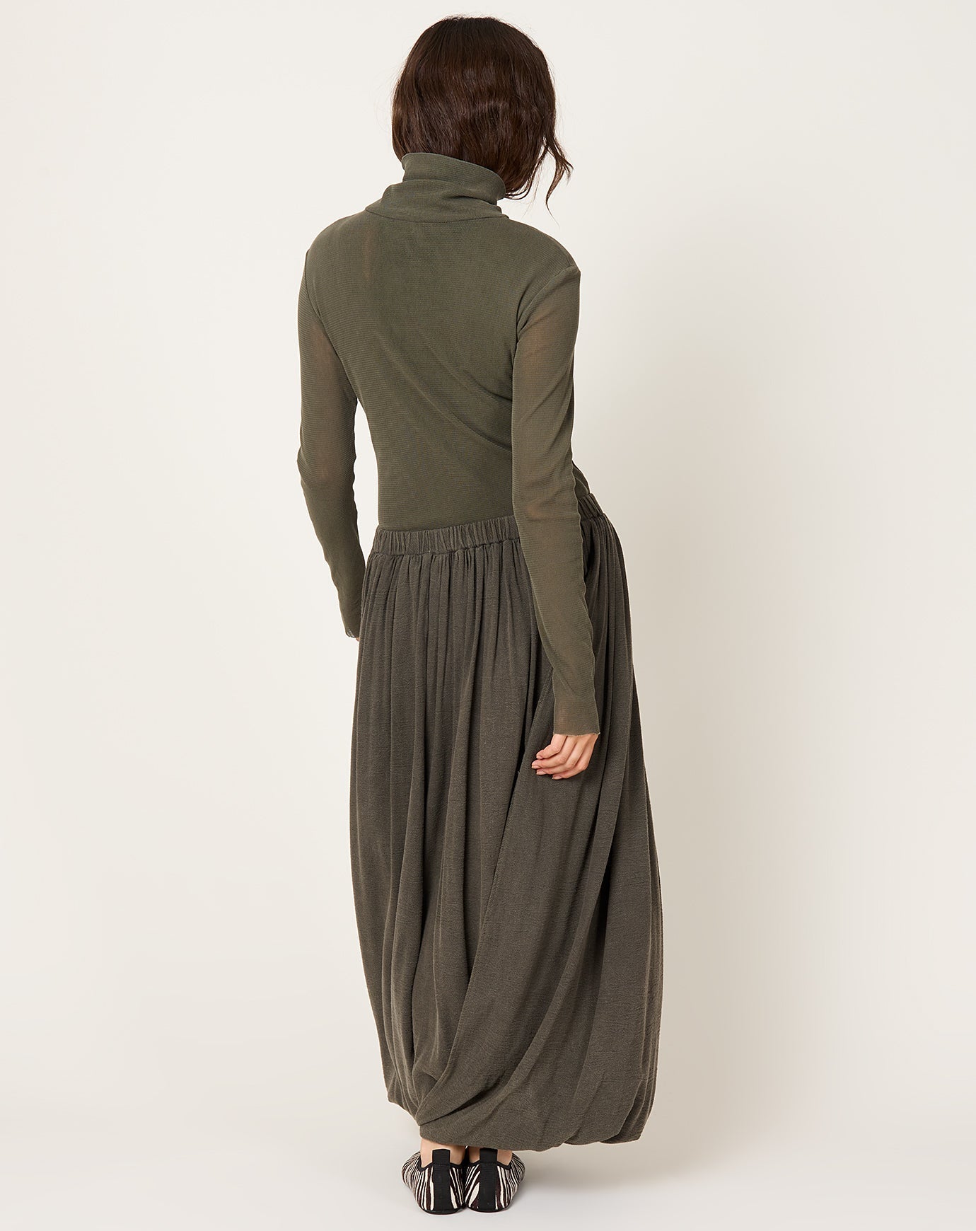 Black Crane Double Layered Drapy Skirt in Slate
