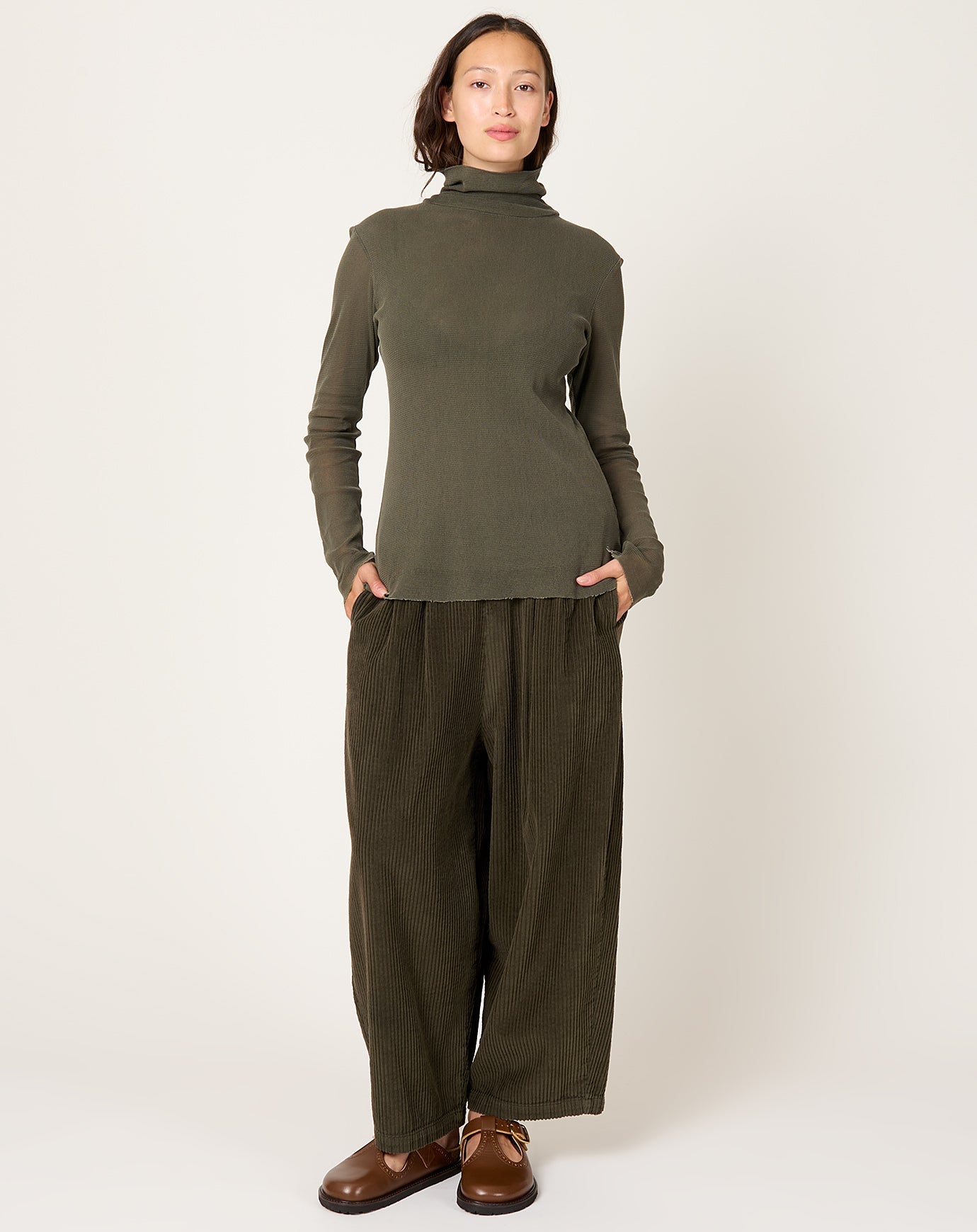 Black Crane Double Mesh Turtleneck in Slate