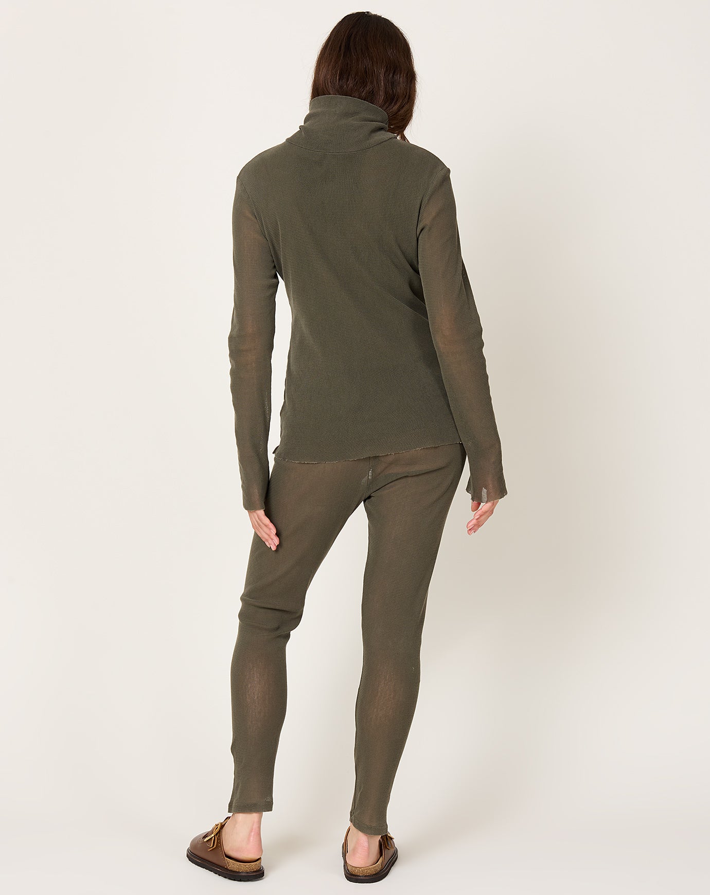 Black Crane Mesh Leggings in Slate