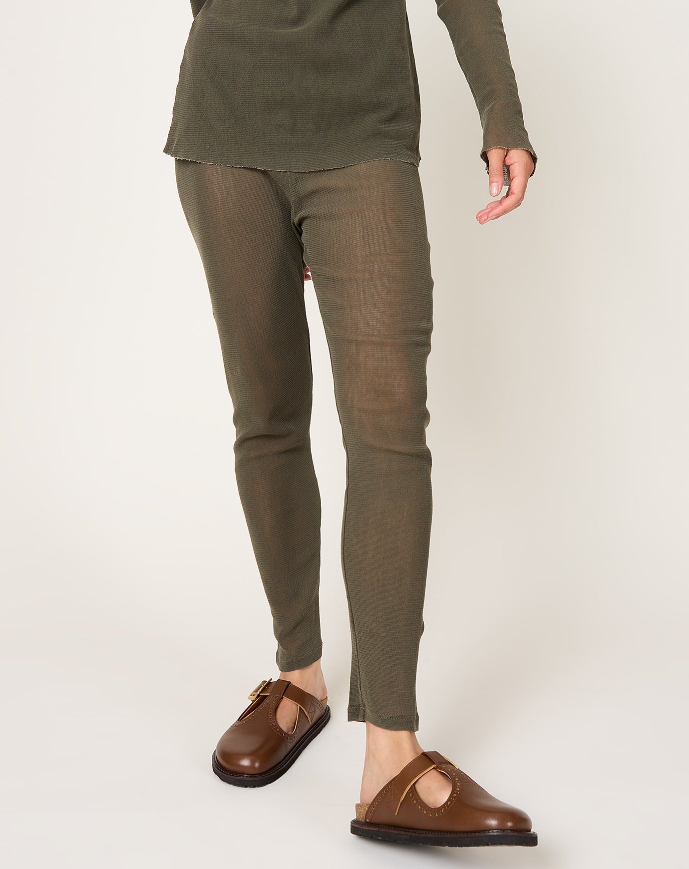 Black Crane Mesh Leggings in Slate