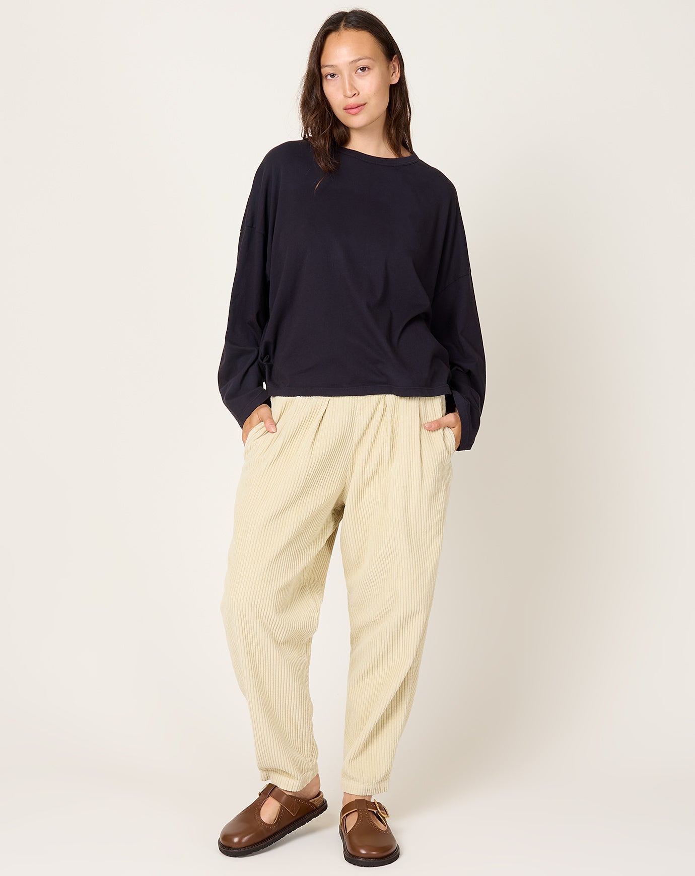 Black Crane Wide L/S Tee in Black