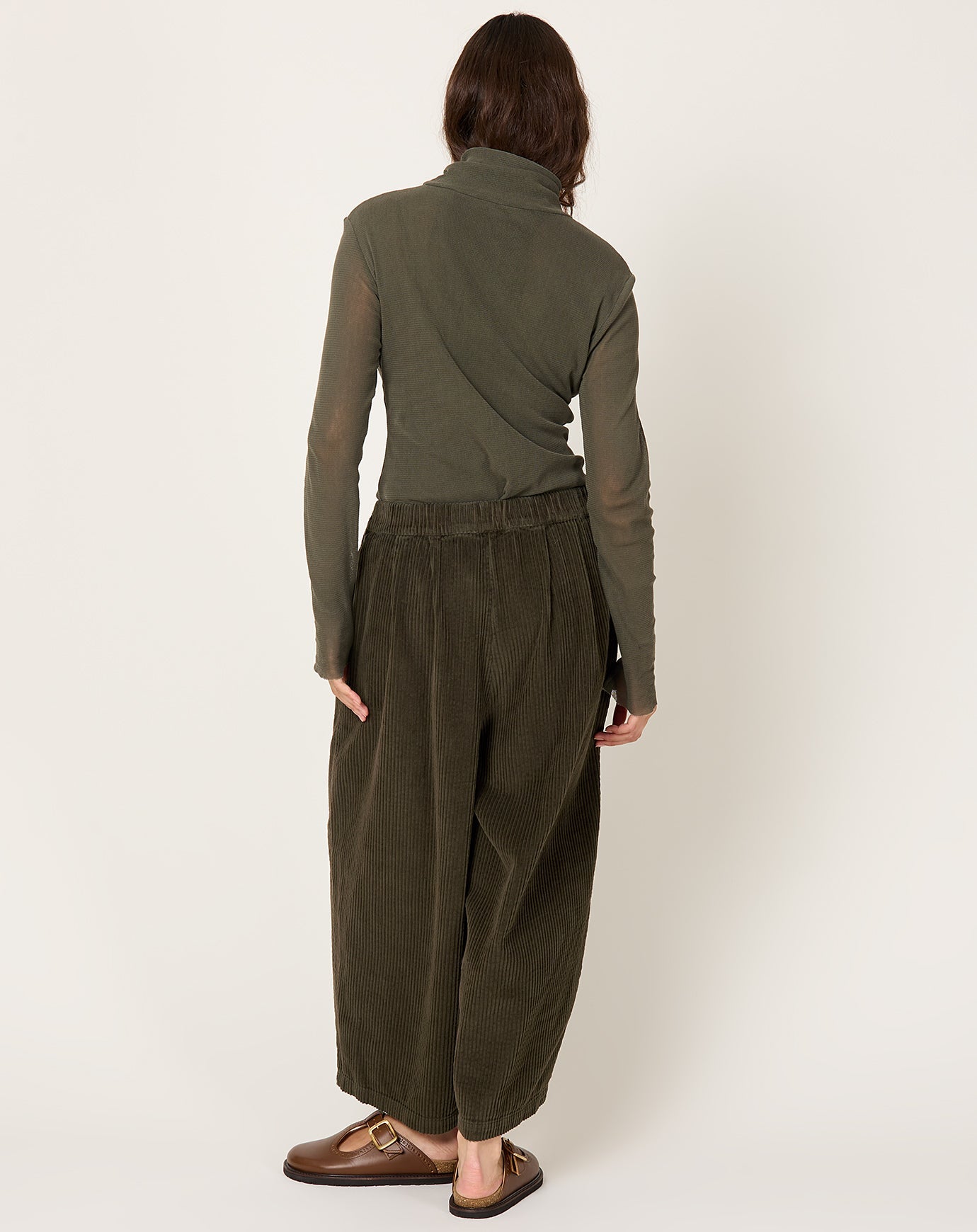 Black Crane Wide Pants in Dark Forest