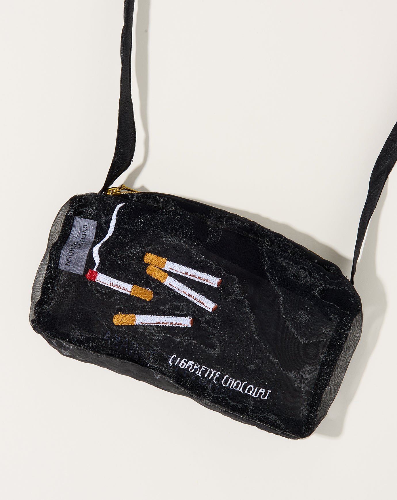Brigitte Tanaka Organza Cigarette Crossbody Bag in Chocolate