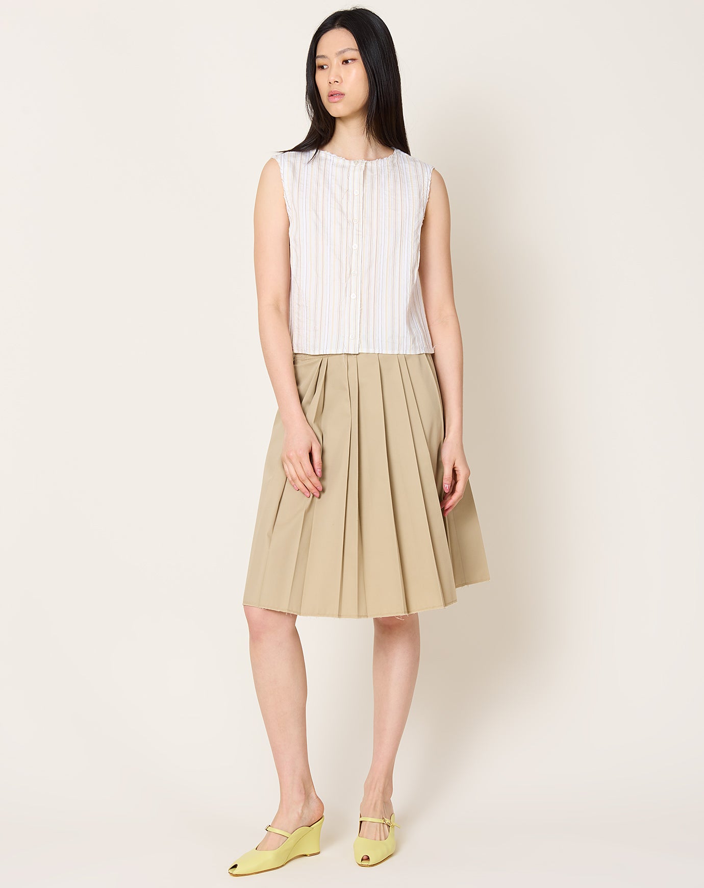 Camiel Fortgens Square Top in Off White Stripes