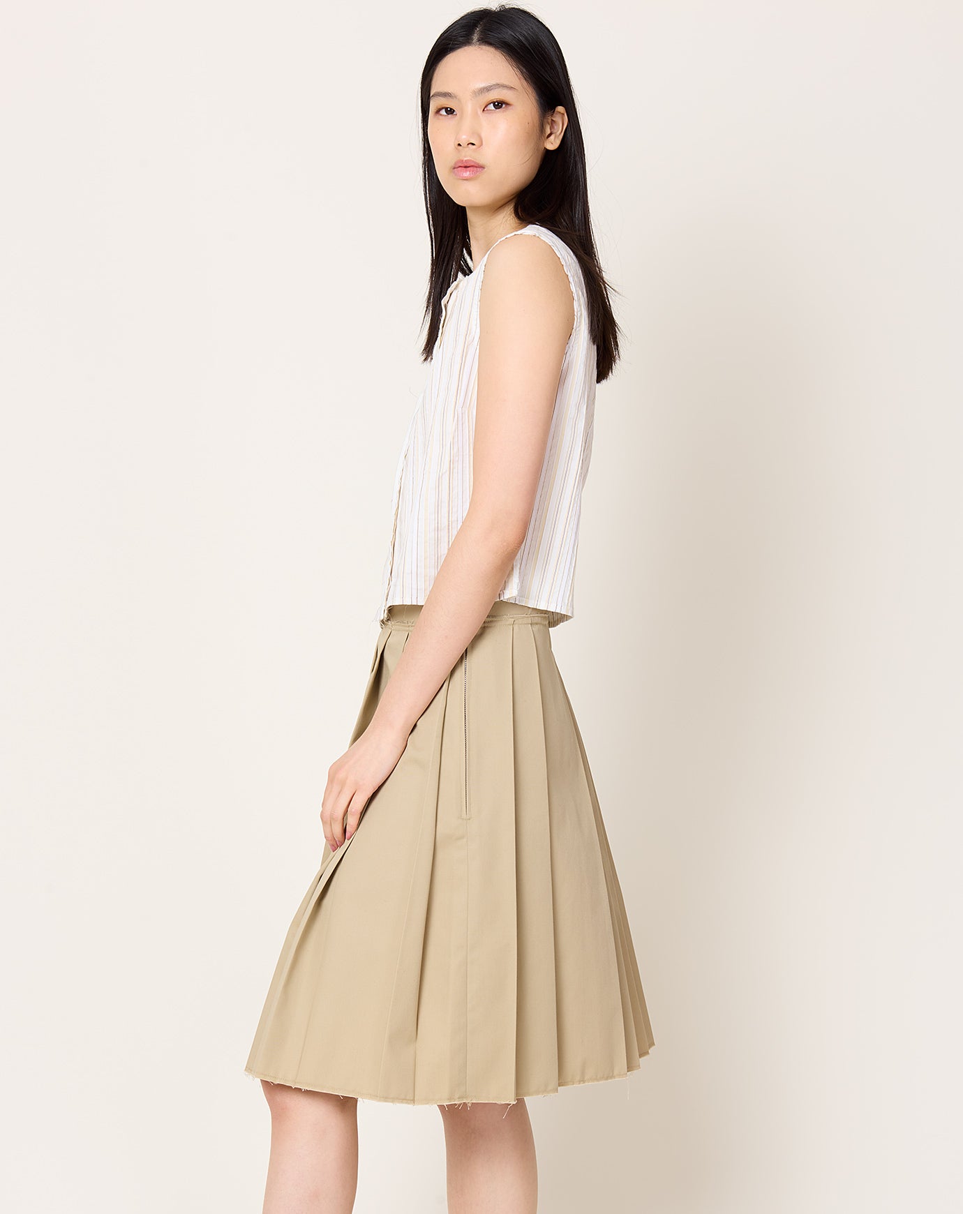 Camiel Fortgens Square Top in Off White Stripes