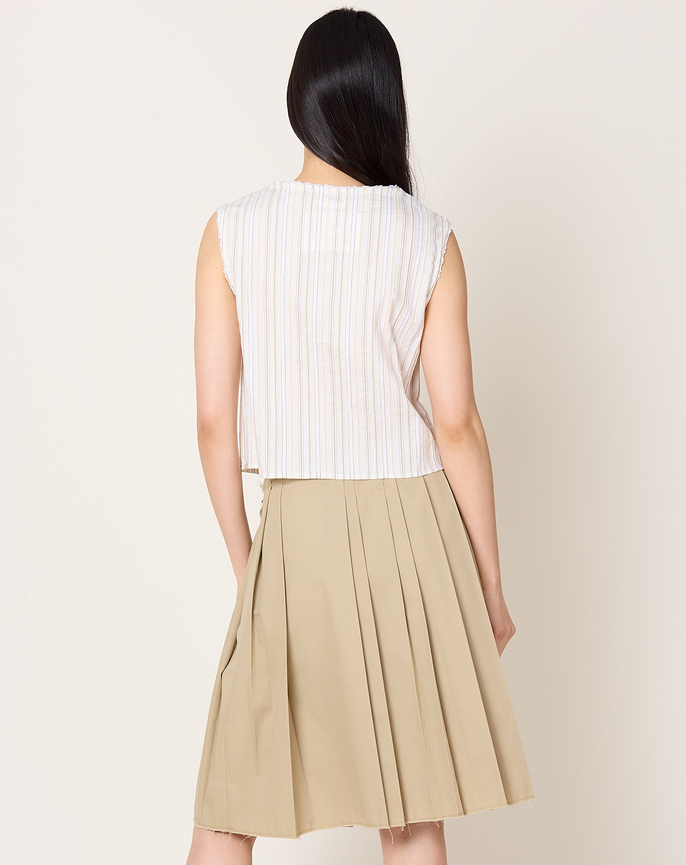 Camiel Fortgens Square Top in Off White Stripes