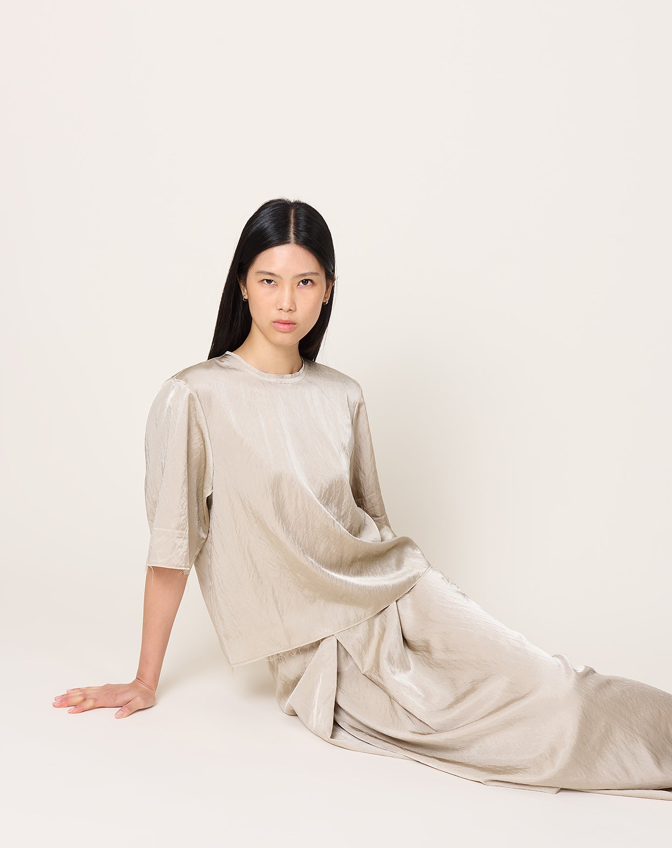 Camiel Fortgens Tailored Tee Top in Champagne