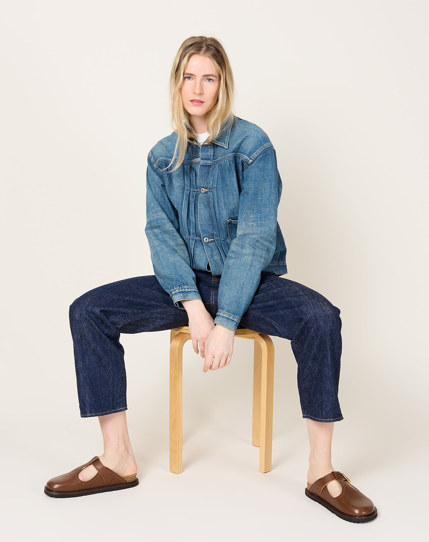Chimala Selvedge Nep Denim Short Jacket in Light Distress
