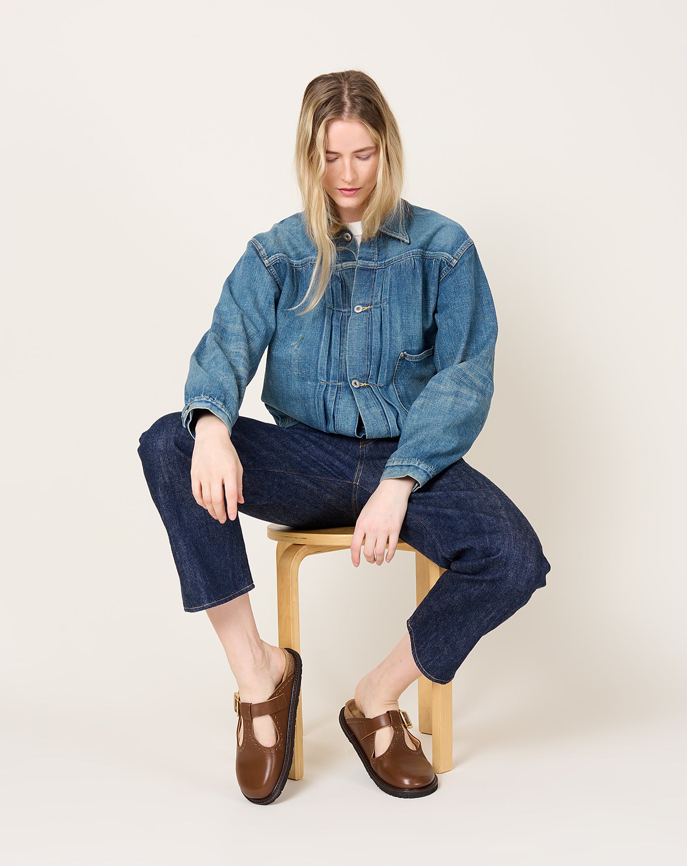 Chimala Selvedge Nep Denim Short Jacket in Light Distress