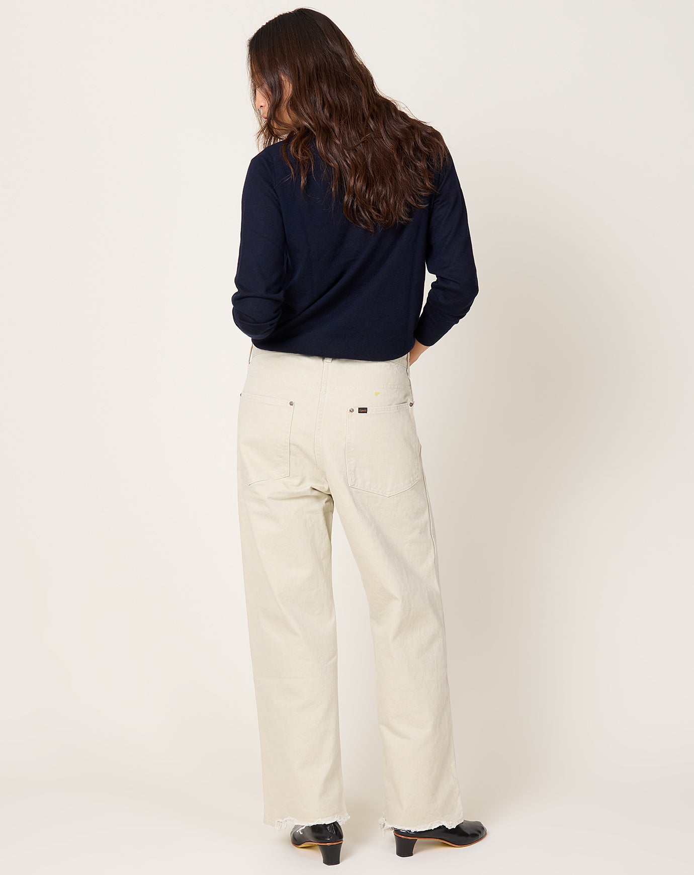 Chimala Adjustable Waist Denim Pants in Ivory