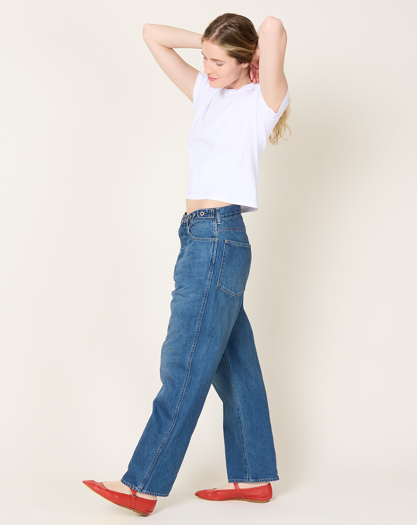 Chimala Adjustable Waist Denim Pants in Medium Wash
