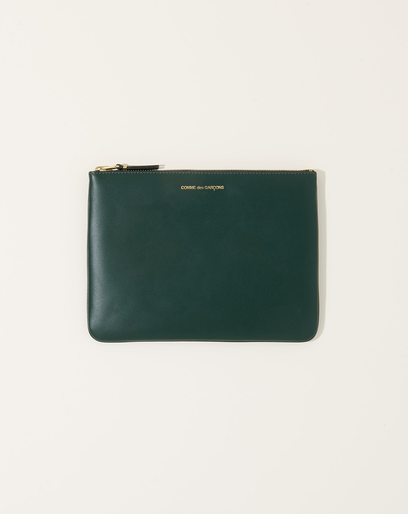 Comme des Garçons  Classic Leather Zip Pouch in Bottle Green