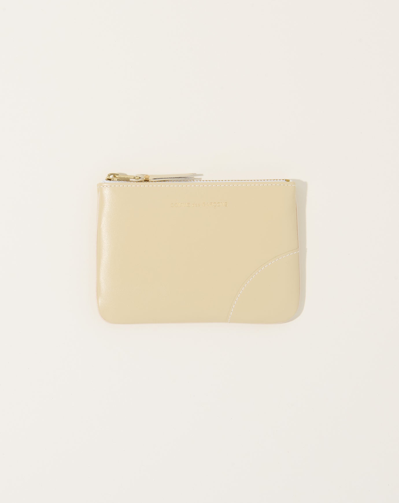 Comme des Garçons  Classic Leather Zip Pouch in Off White