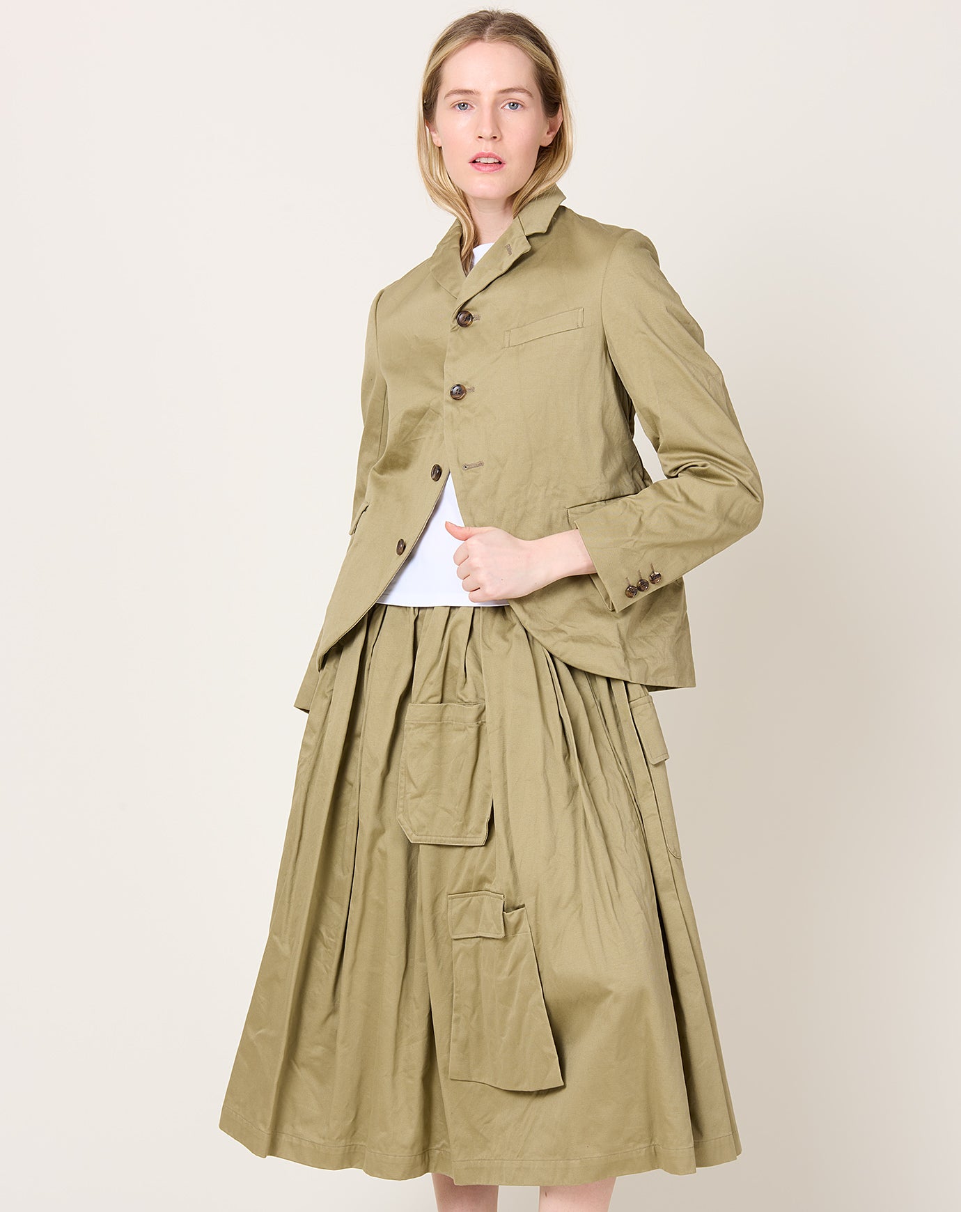 Comme des Garçons Comme des Garçons Curved Front Jacket in Khaki
