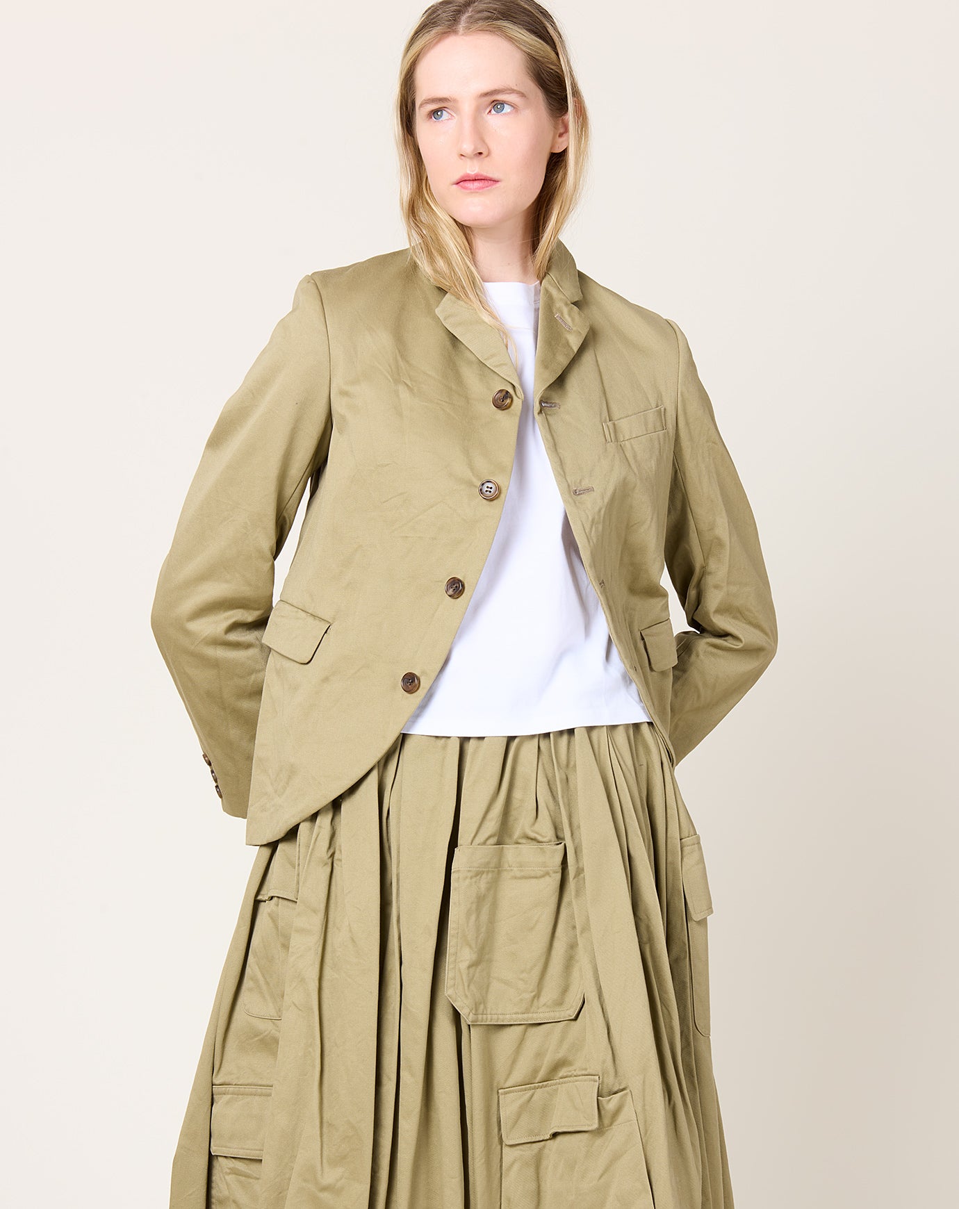 Comme des Garçons Comme des Garçons Curved Front Jacket in Khaki