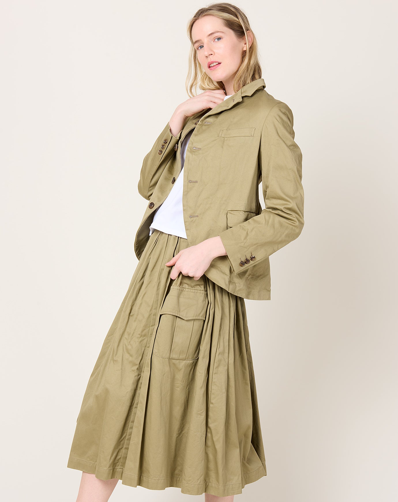 Comme des Garçons Comme des Garçons Curved Front Jacket in Khaki
