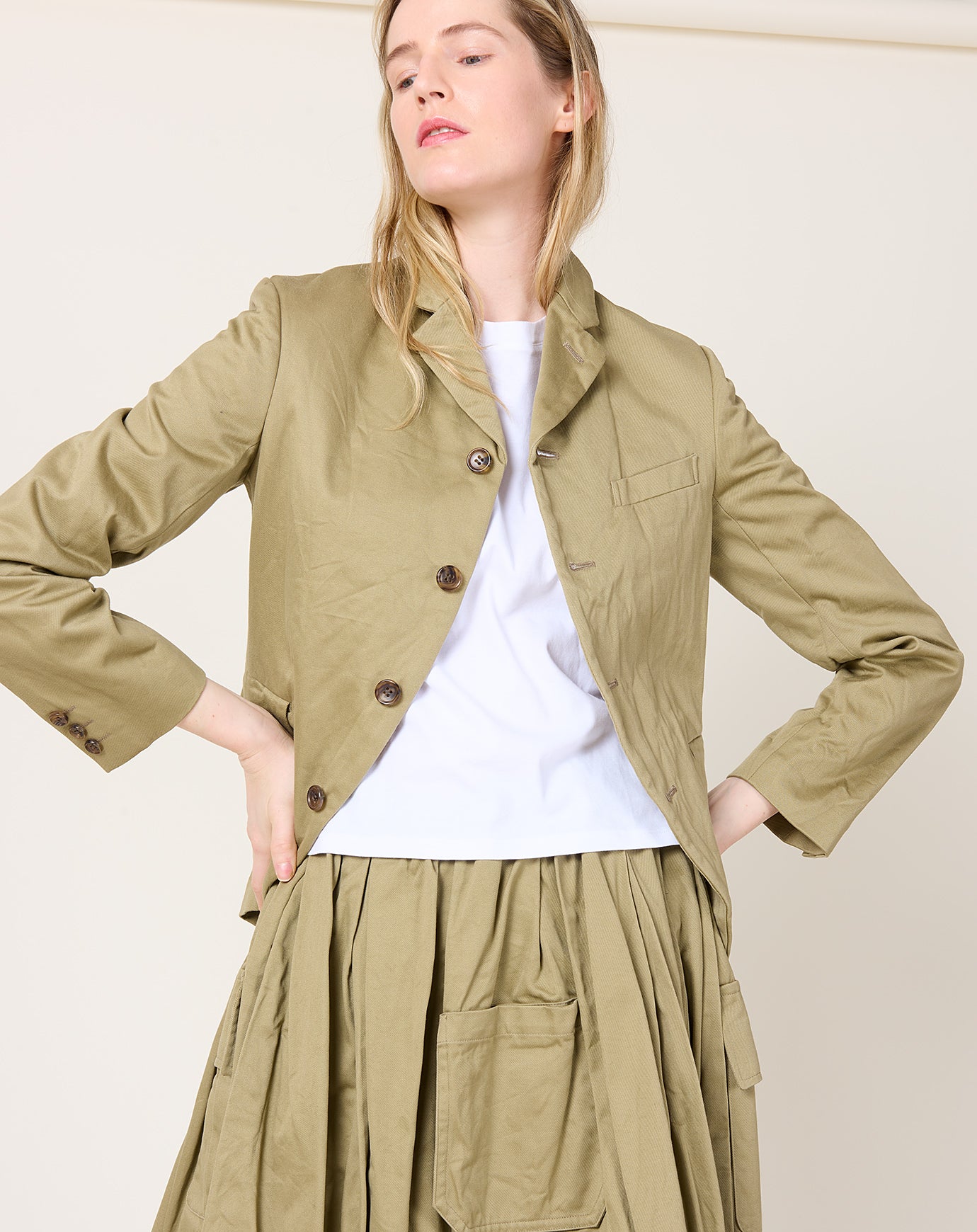 Comme des Garçons Comme des Garçons Curved Front Jacket in Khaki