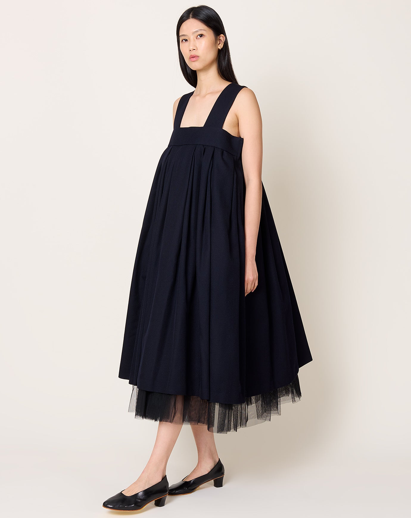Comme des Garçons Comme des Garçons Wool Tulle Layer Dress in Navy Black
