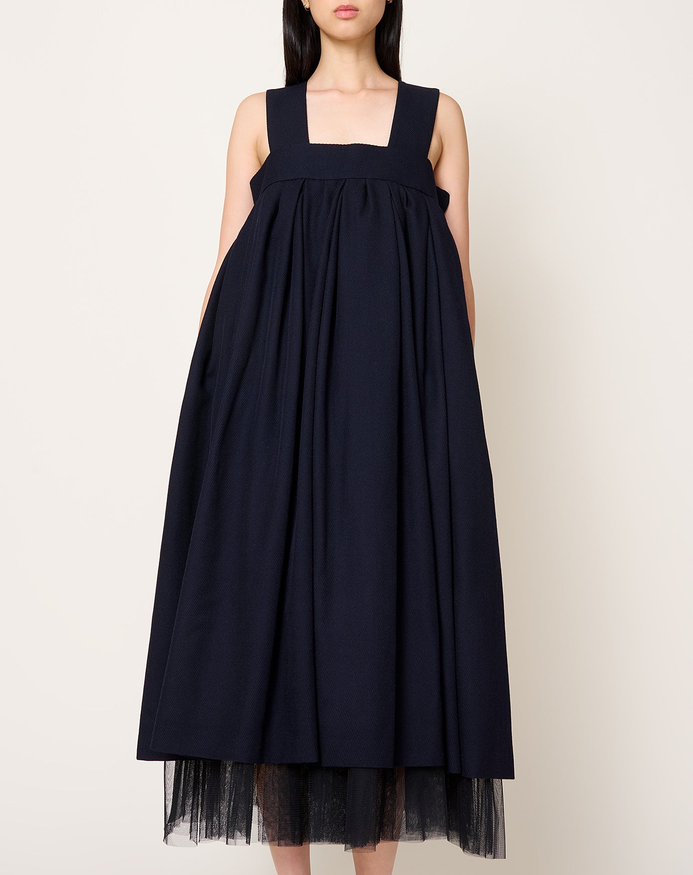 Comme des Garçons Comme des Garçons Wool Tulle Layer Dress in Navy Black